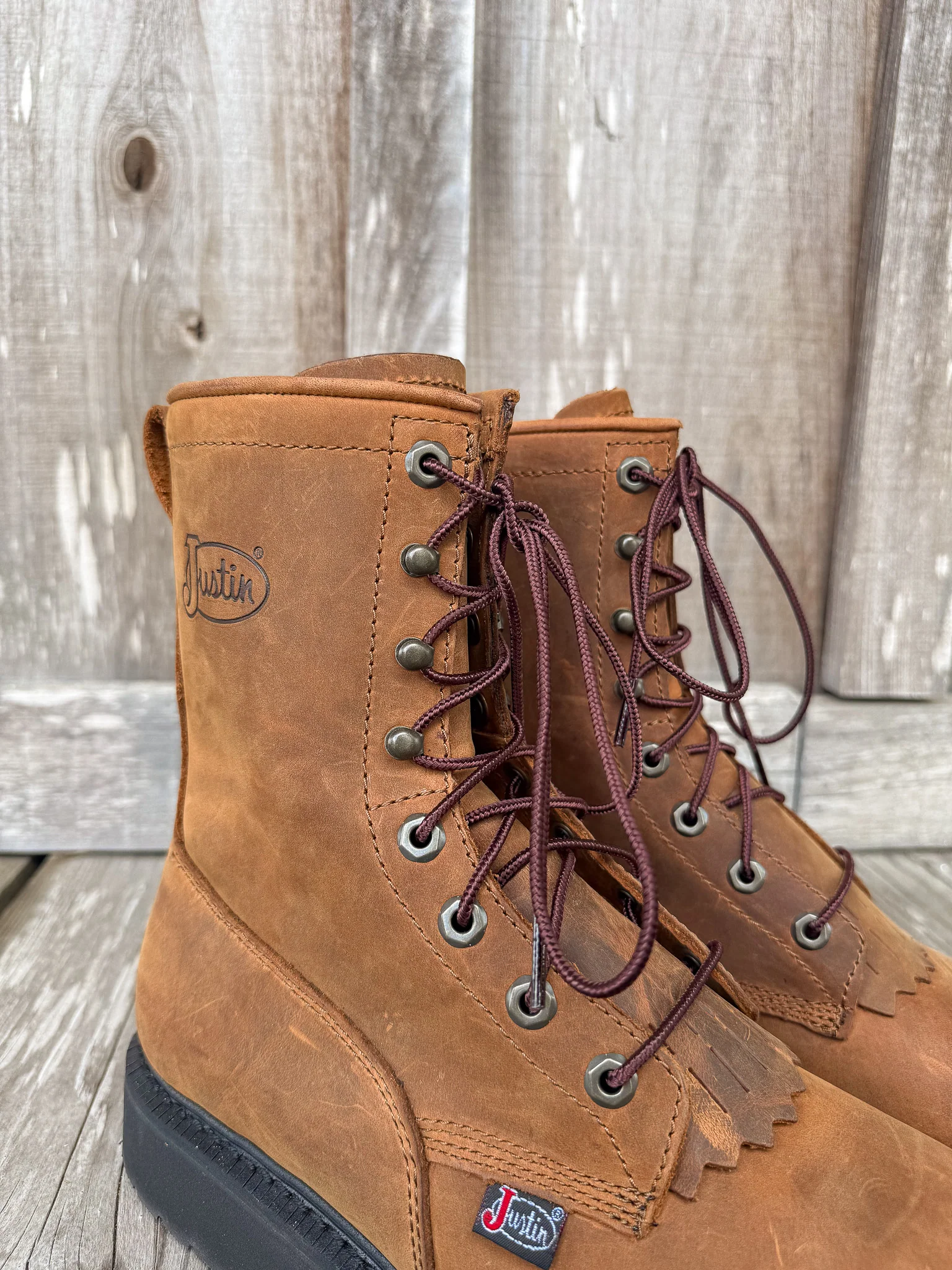 MEN'S JUSTIN LIVESTOCK 8" LACE-UP ROUND TOE WORK BOOTS - Image 4