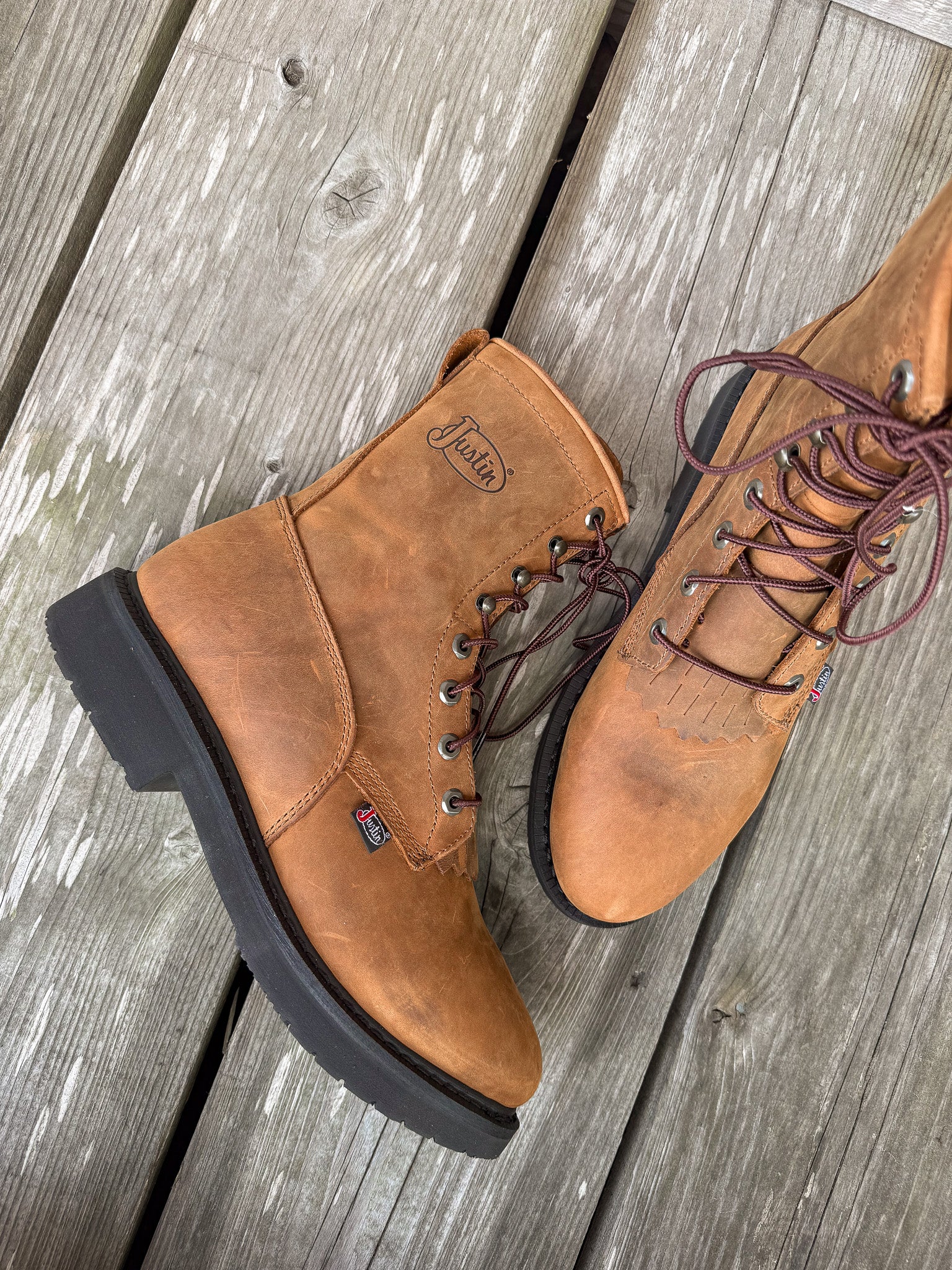MEN'S JUSTIN LIVESTOCK 8" LACE-UP ROUND TOE WORK BOOTS - Image 5