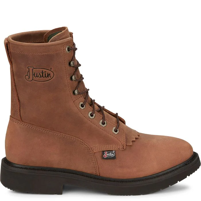 MEN'S JUSTIN LIVESTOCK 8" LACE-UP ROUND TOE WORK BOOTS - Image 8