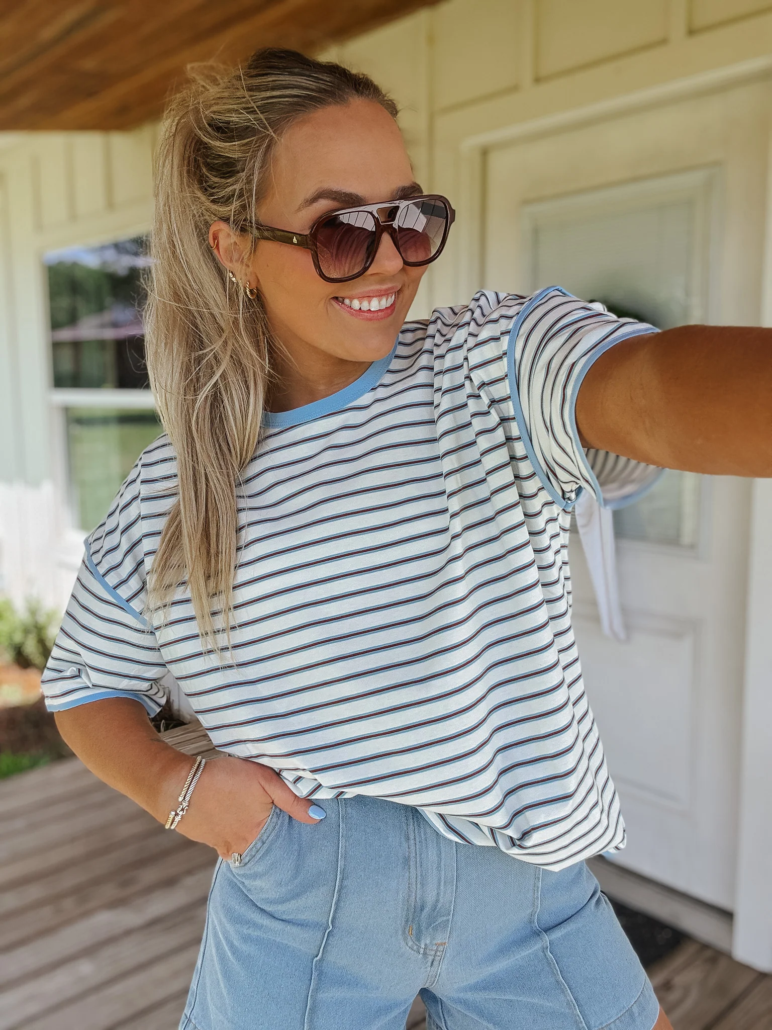 Denim Seam High Rise Shorts - Image 4