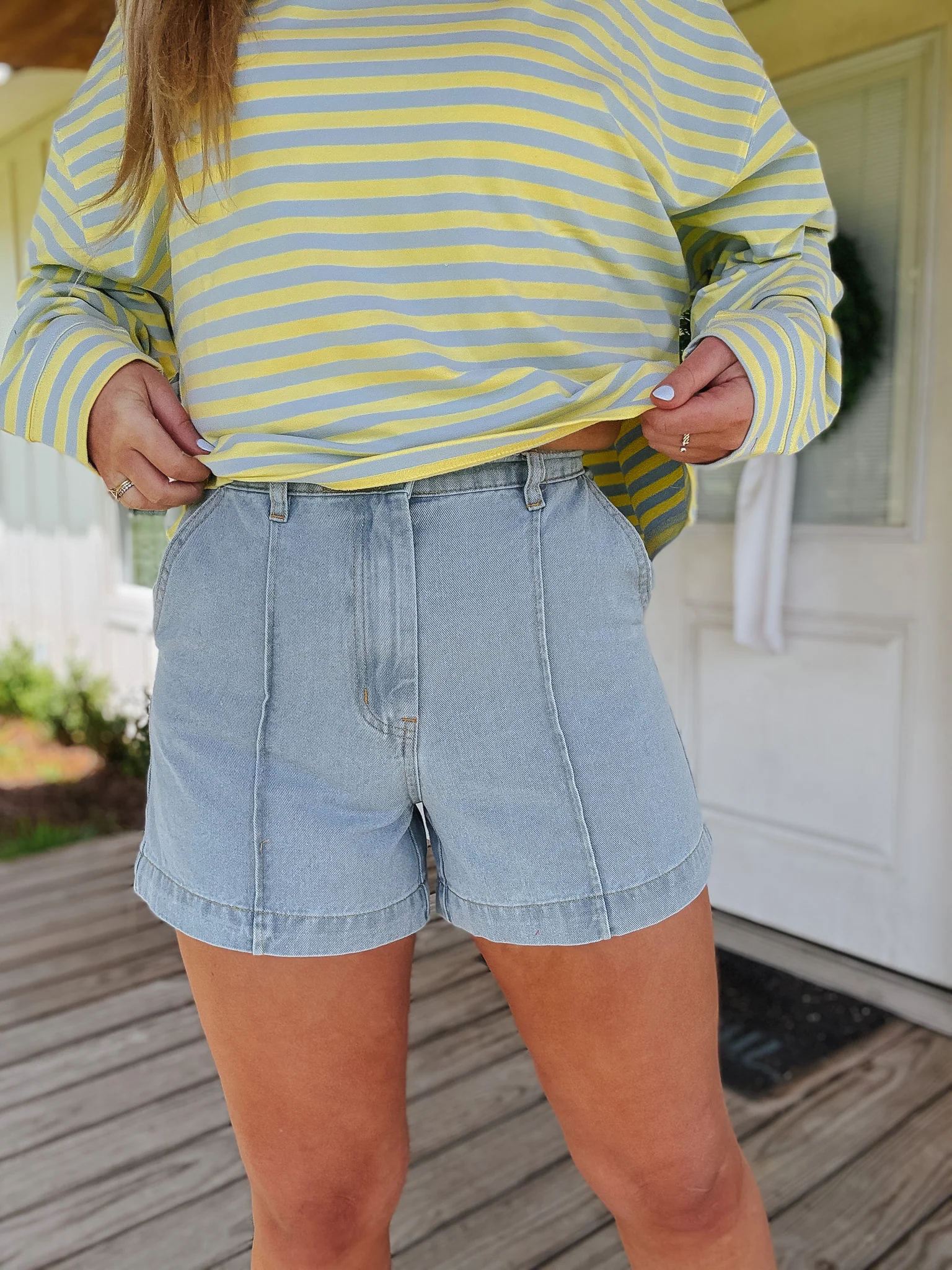 Denim Seam High Rise Shorts - Image 5