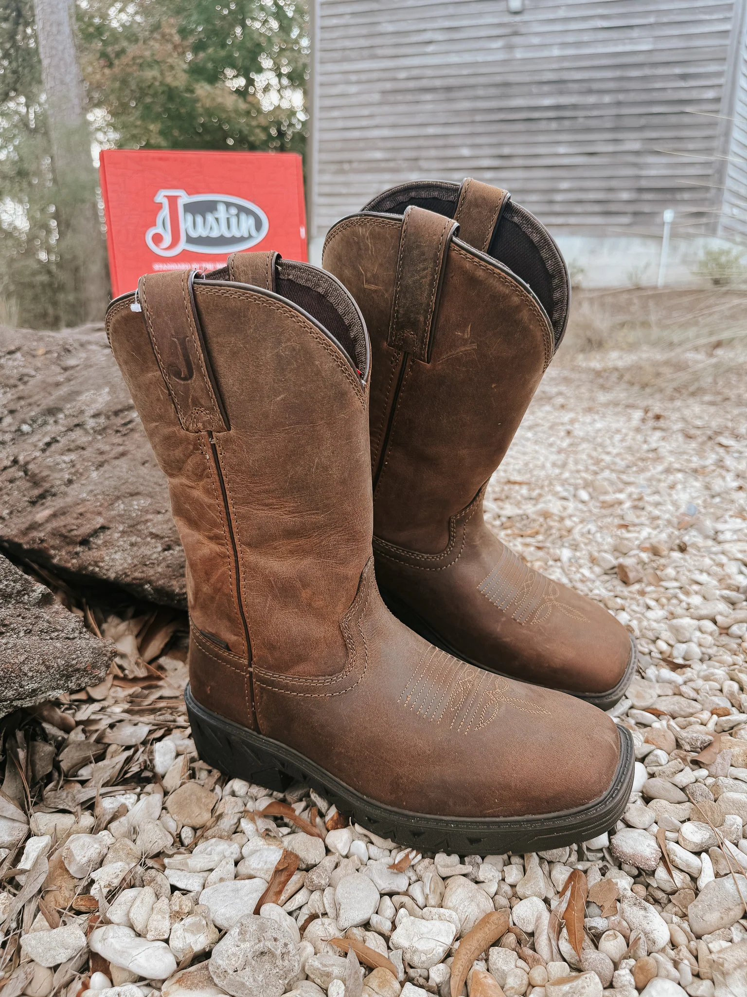 Justin Men's 11" Trencher Square Toe Waterproof Boots - Image 2