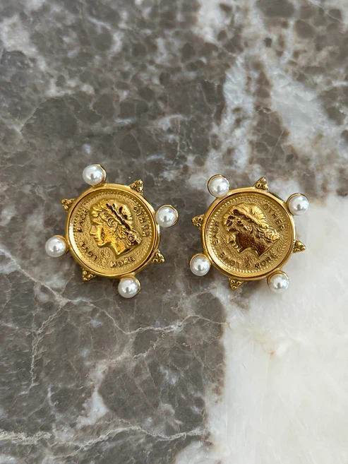 Pearl Coin Earrings - Image 2