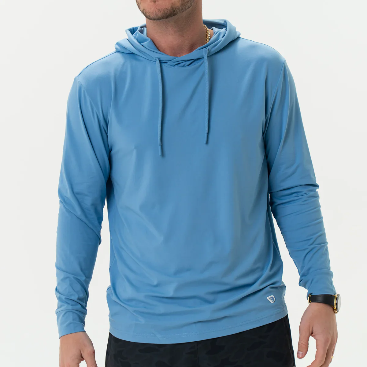 Men's Burlebo Performance Hoodie - Steel Blue - Image 2