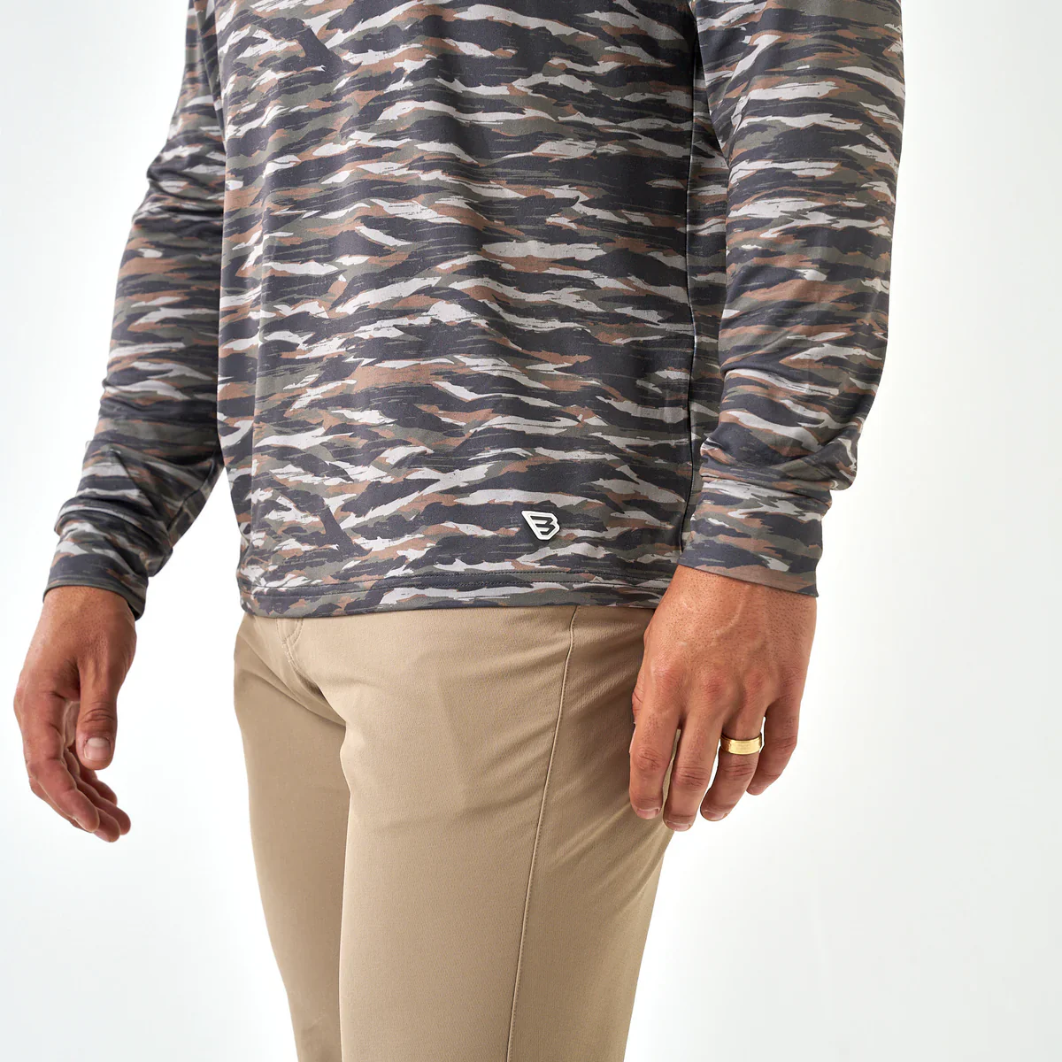 Men's Burlebo Performance Hoodie - Tiger Stripe Camo - Wetland - Image 6