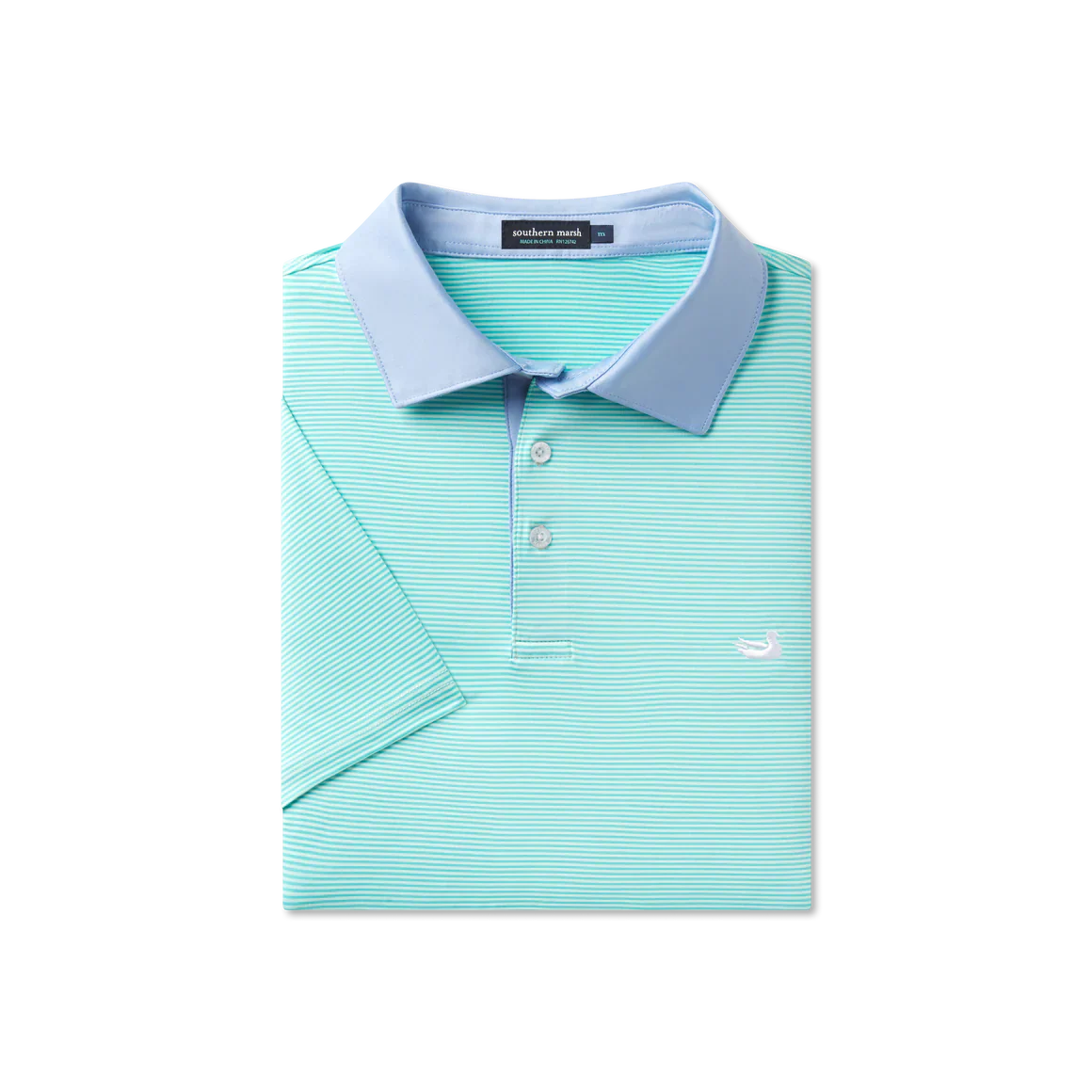 Southern Marsh Bermuda Performance Polo - Hampton Stripe - Image 2