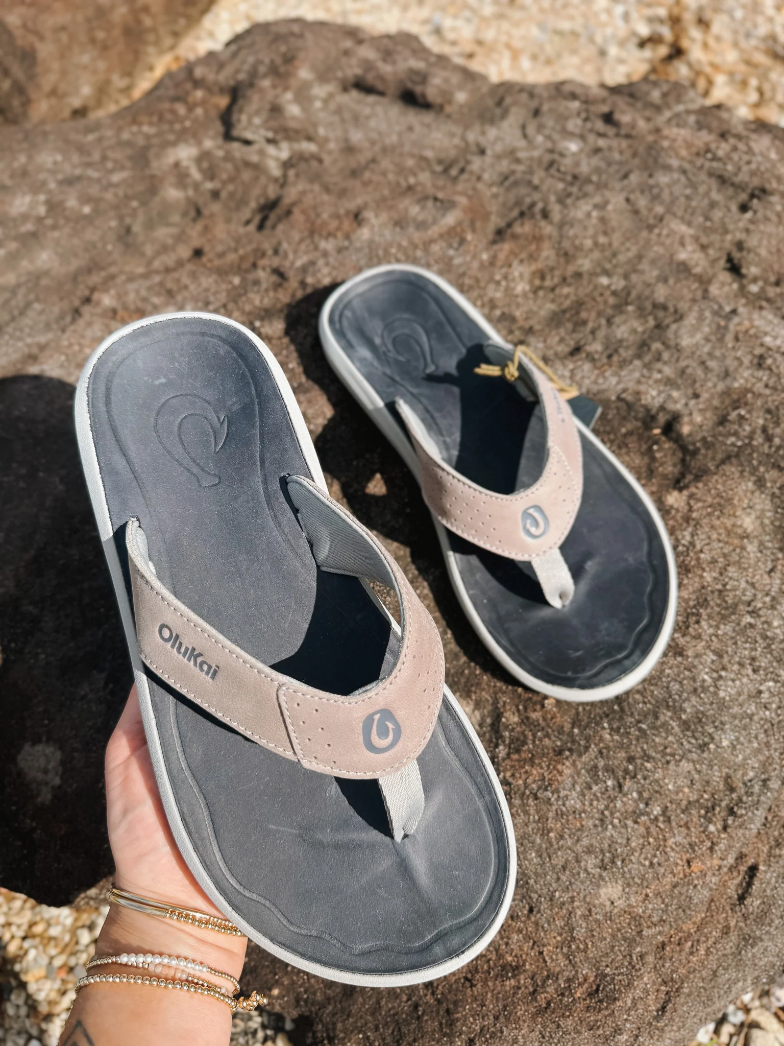 Men's Olukai Pili Sandals in Ash/Mood Indigo - Image 13