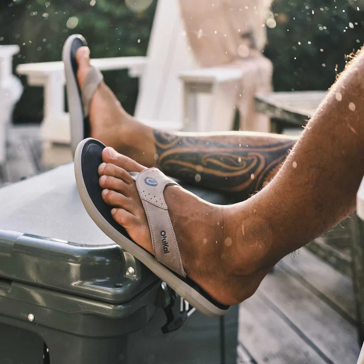Men's Olukai Pili Sandals in Ash/Mood Indigo - Image 3