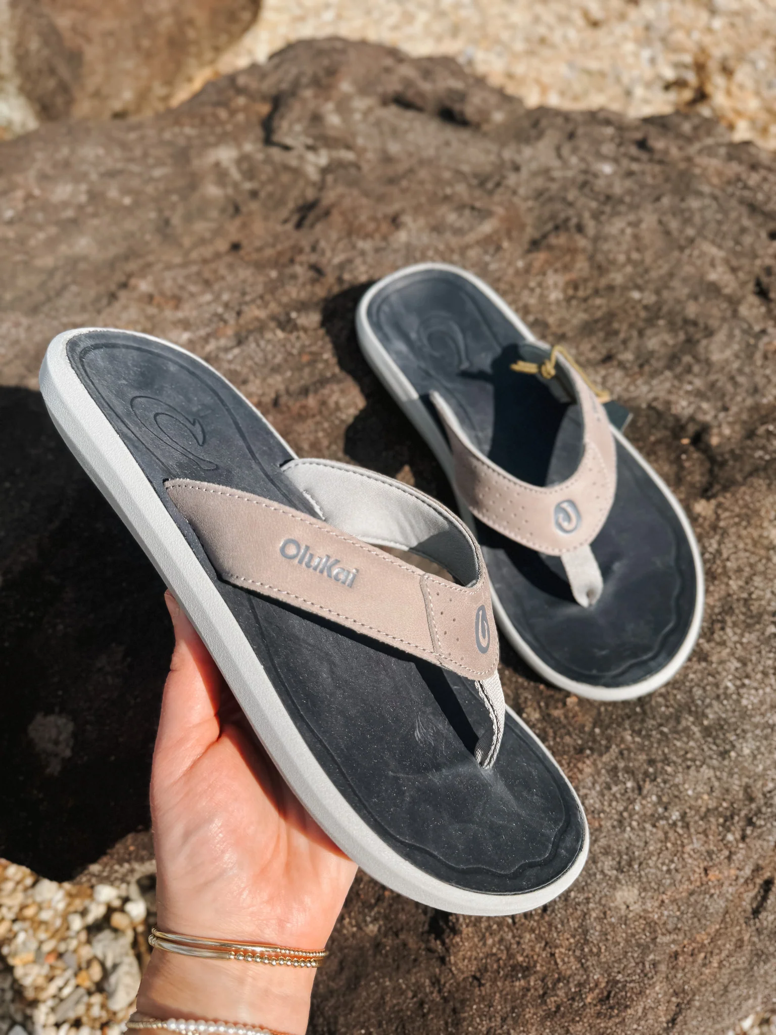 Men's Olukai Pili Sandals in Ash/Mood Indigo - Image 9