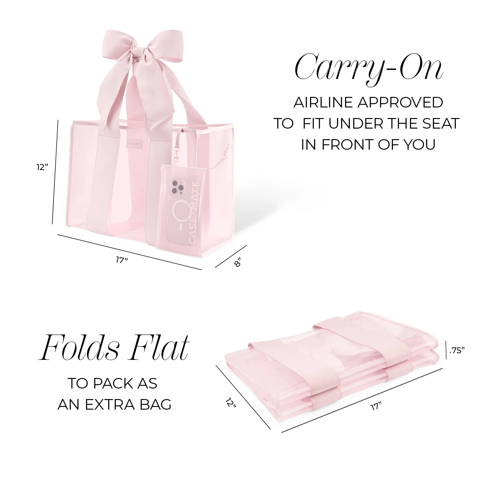 Case-Mate Bow Jelly Tote Bag - Ballet Pink - Image 16