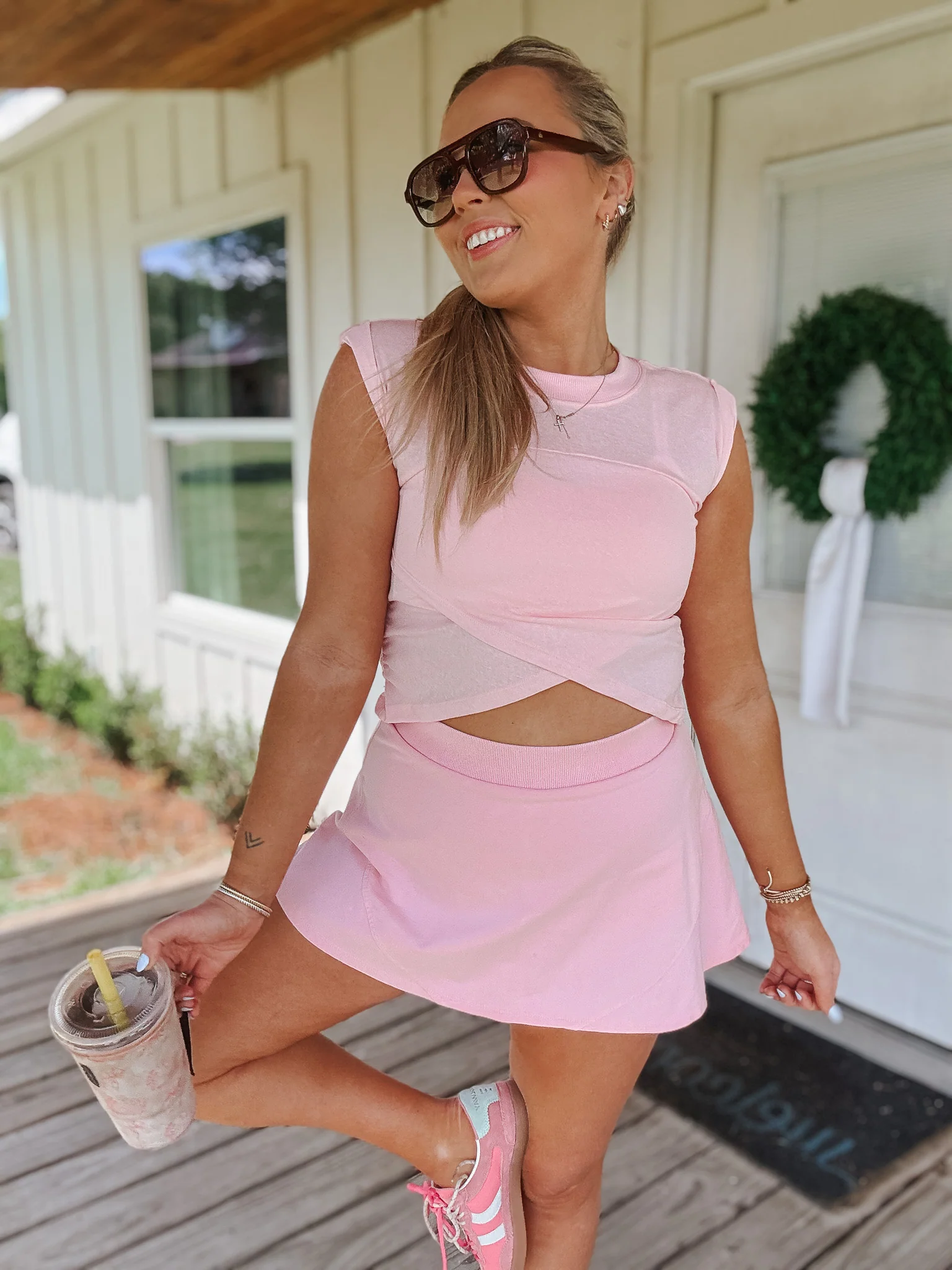 Court Crush Crossover Top in Pink - Image 5