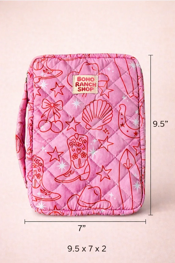 Quilted Bible Cover/Bible Case | Pink Western - Image 4
