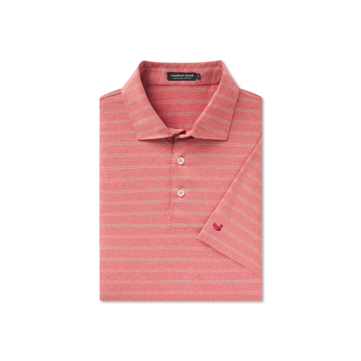 Men's Southern Marsh Newcastle Stripe Featherlight Polo in Rhubarb - Image 4