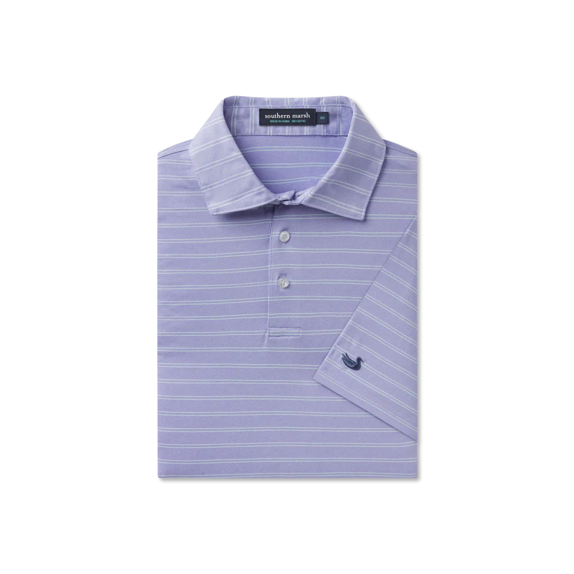 Men's Southern Marsh Newcastle Stripe Featherlight Polo in Purple - Image 4