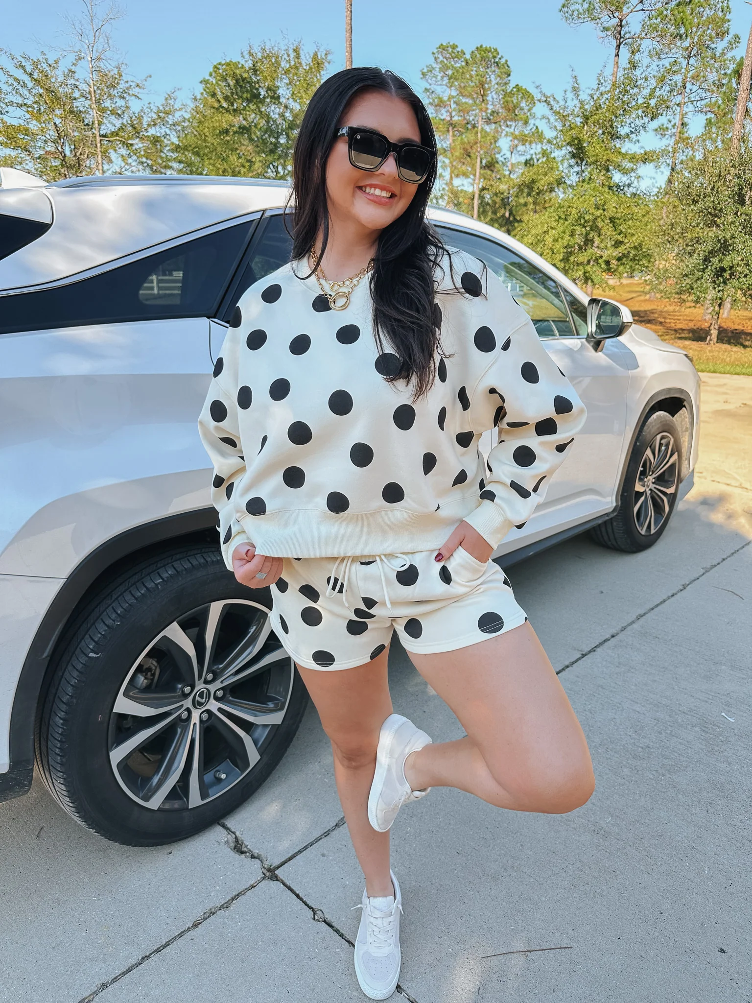 Polka Dot Cream Shorts - Image 4