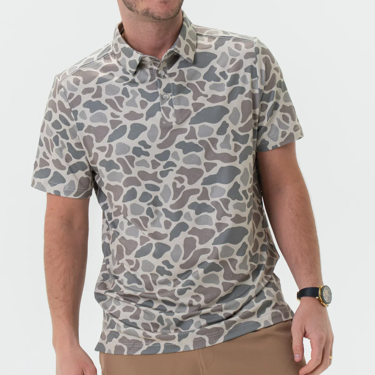 Men's Burlebo Performance Polo in Classic Deer Camo - Image 3
