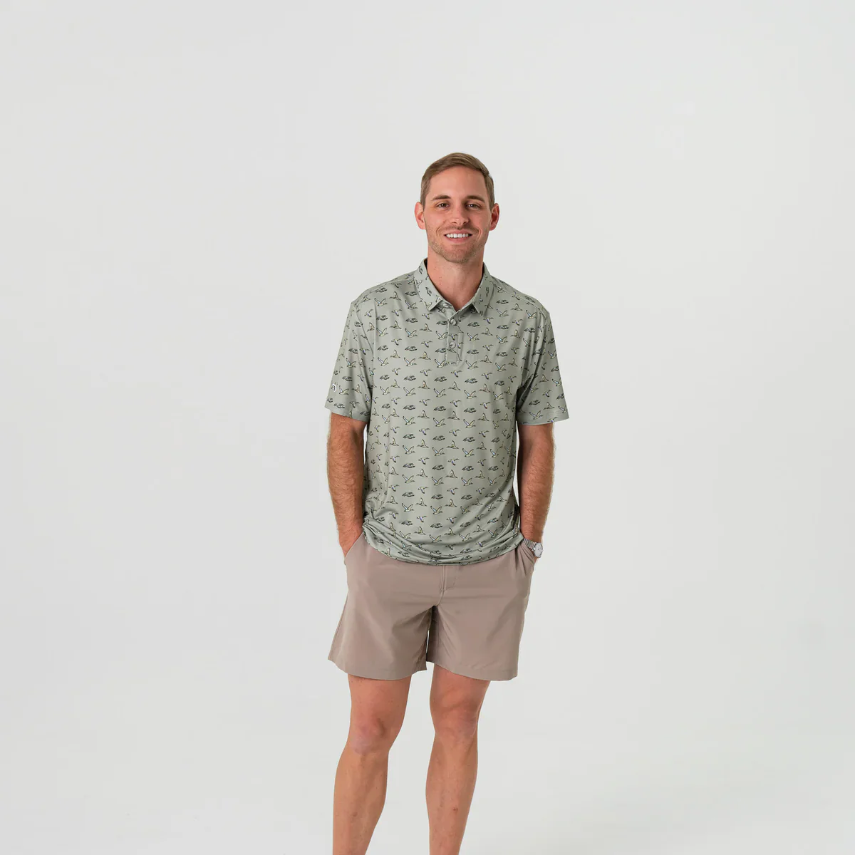 Men's Burlebo Performance Polo - Flying Ducks - Green - Image 6
