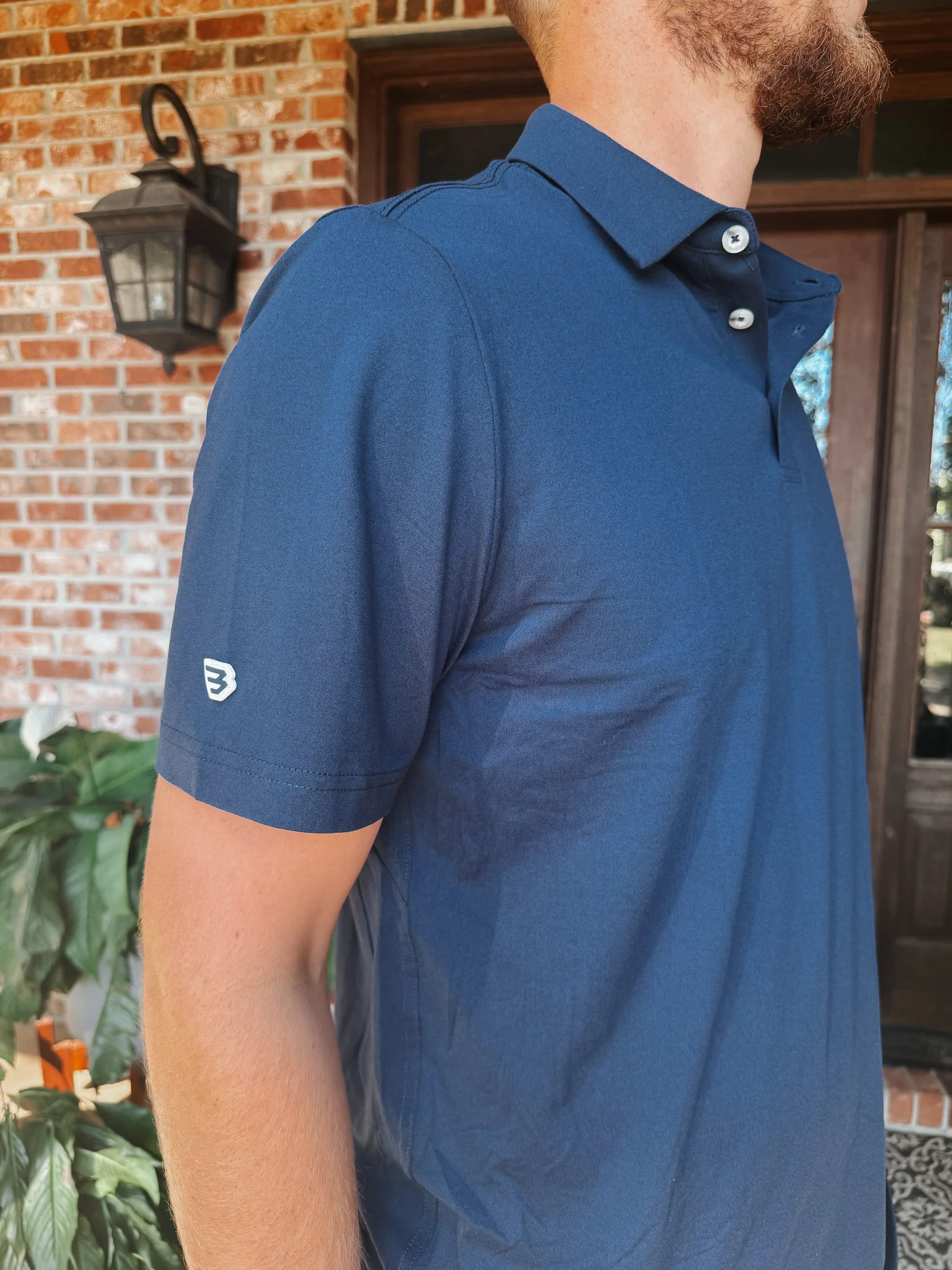 Burlebo Men's Performance Polo in Heather Navy - Image 4