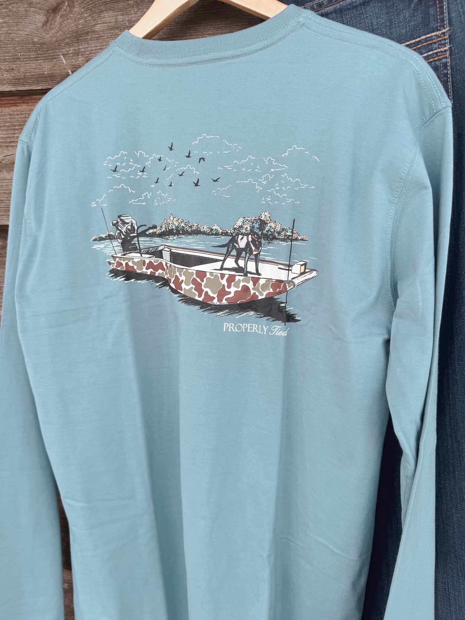 Men's Properly Tied Steel Blue Boat Ride Long Sleeve T-Shirt - Image 2