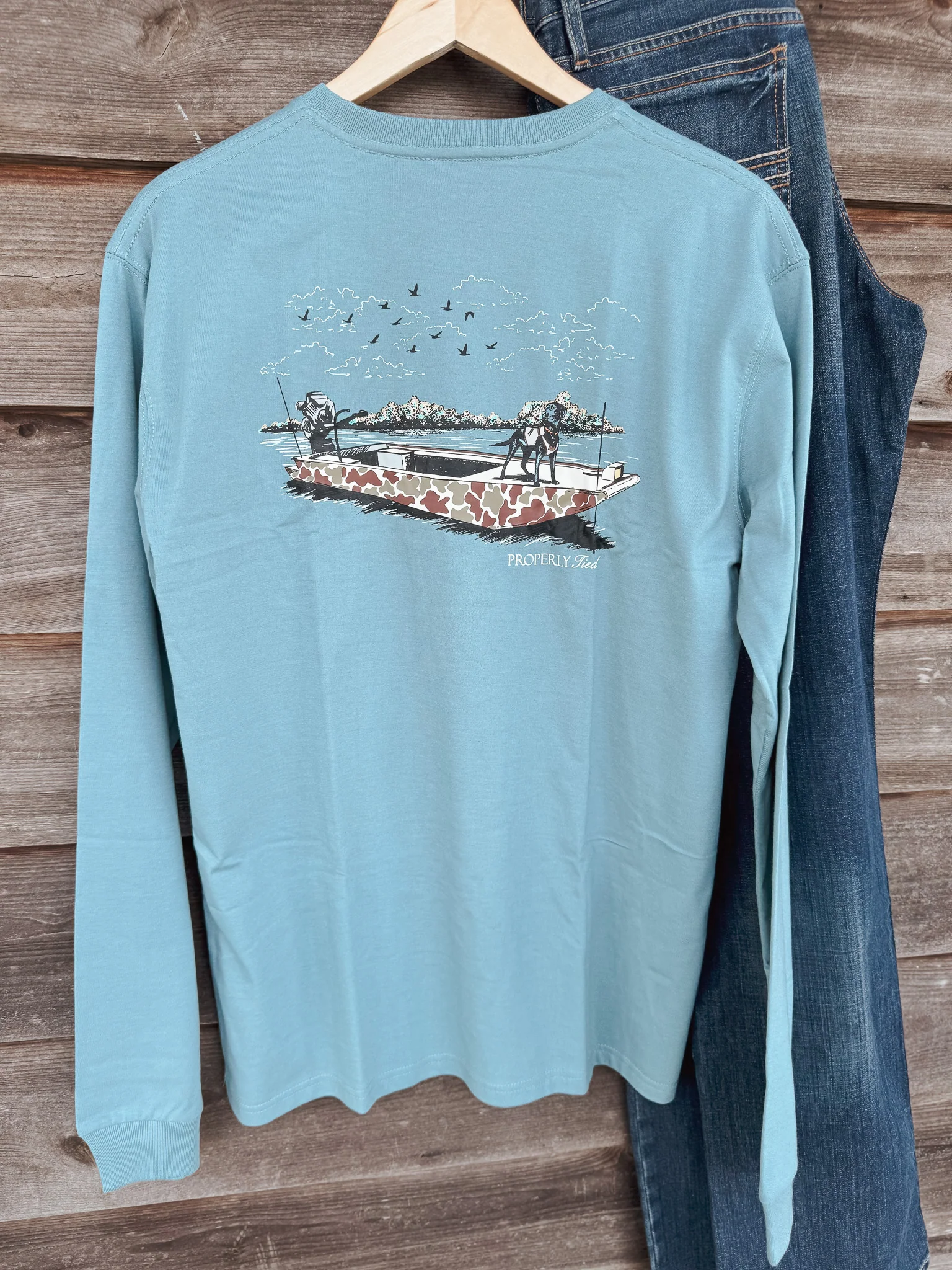 Men's Properly Tied Steel Blue Boat Ride Long Sleeve T-Shirt - Image 4
