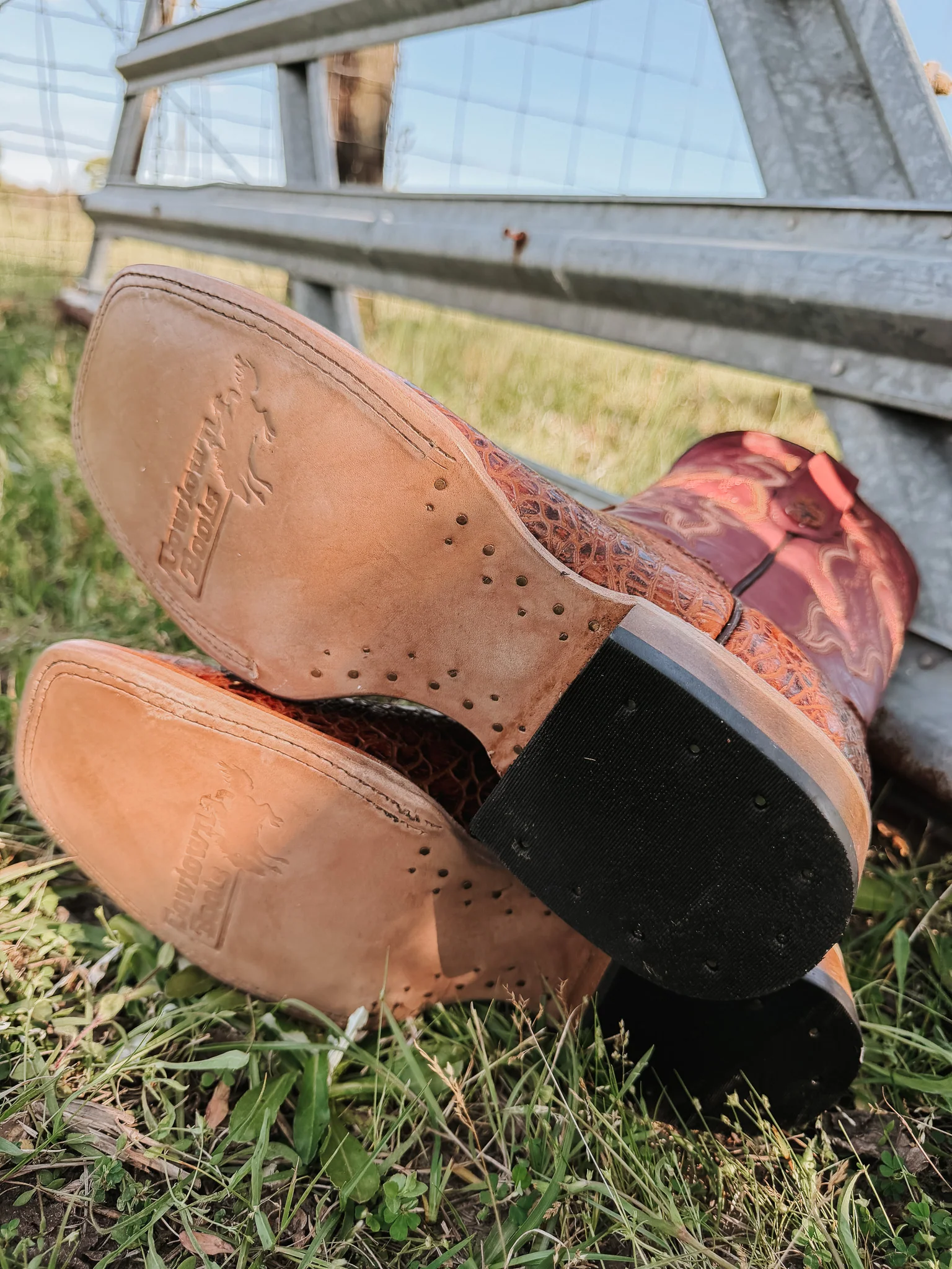 Men's Cowtown Cognac Sea Turtle Print Leather Boots - Image 6