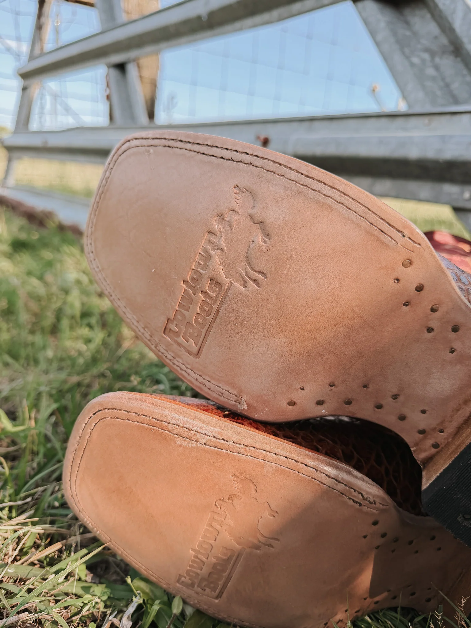Men's Cowtown Cognac Sea Turtle Print Leather Boots - Image 7