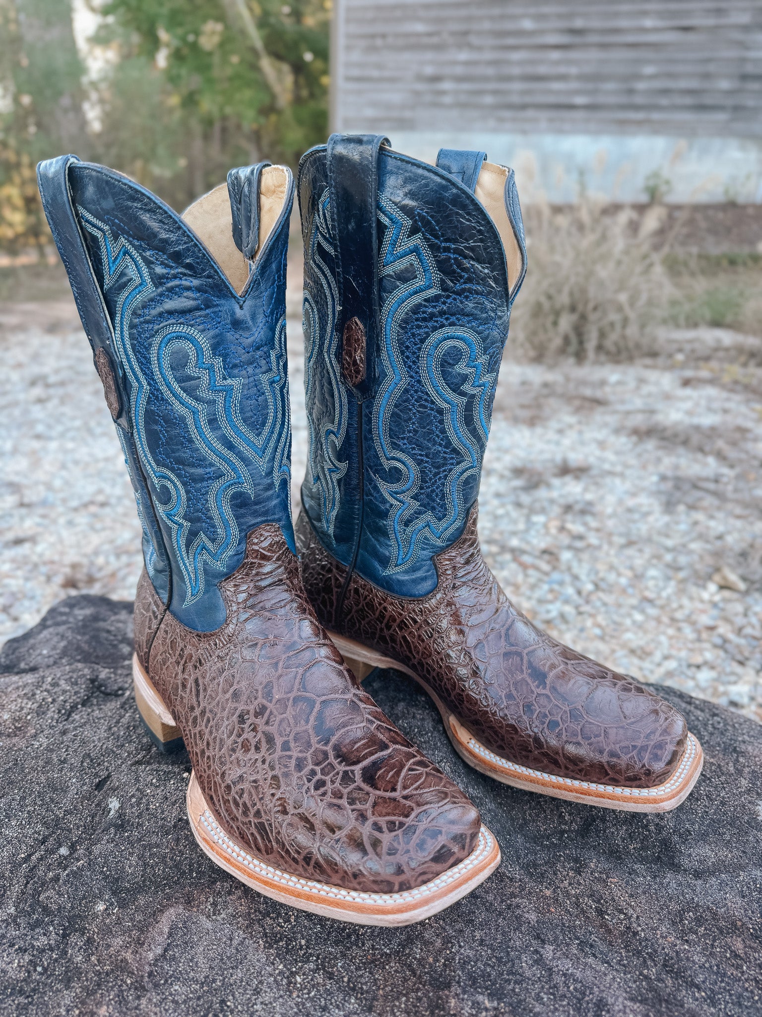 Men's Cowtown Brown Sea Turtle Print Leather Boots - Image 9