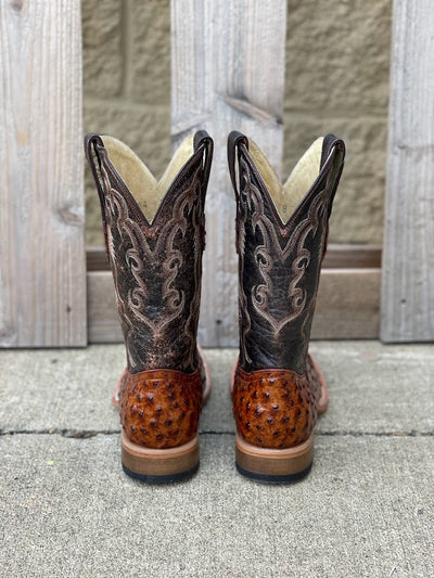 Men's Cowtown 13" Cognac Full Quill Ostrich Print Square Toe Boot - Image 2