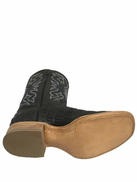 Men's Cowtown Black Alligator Print Square Toe Boot - Image 5
