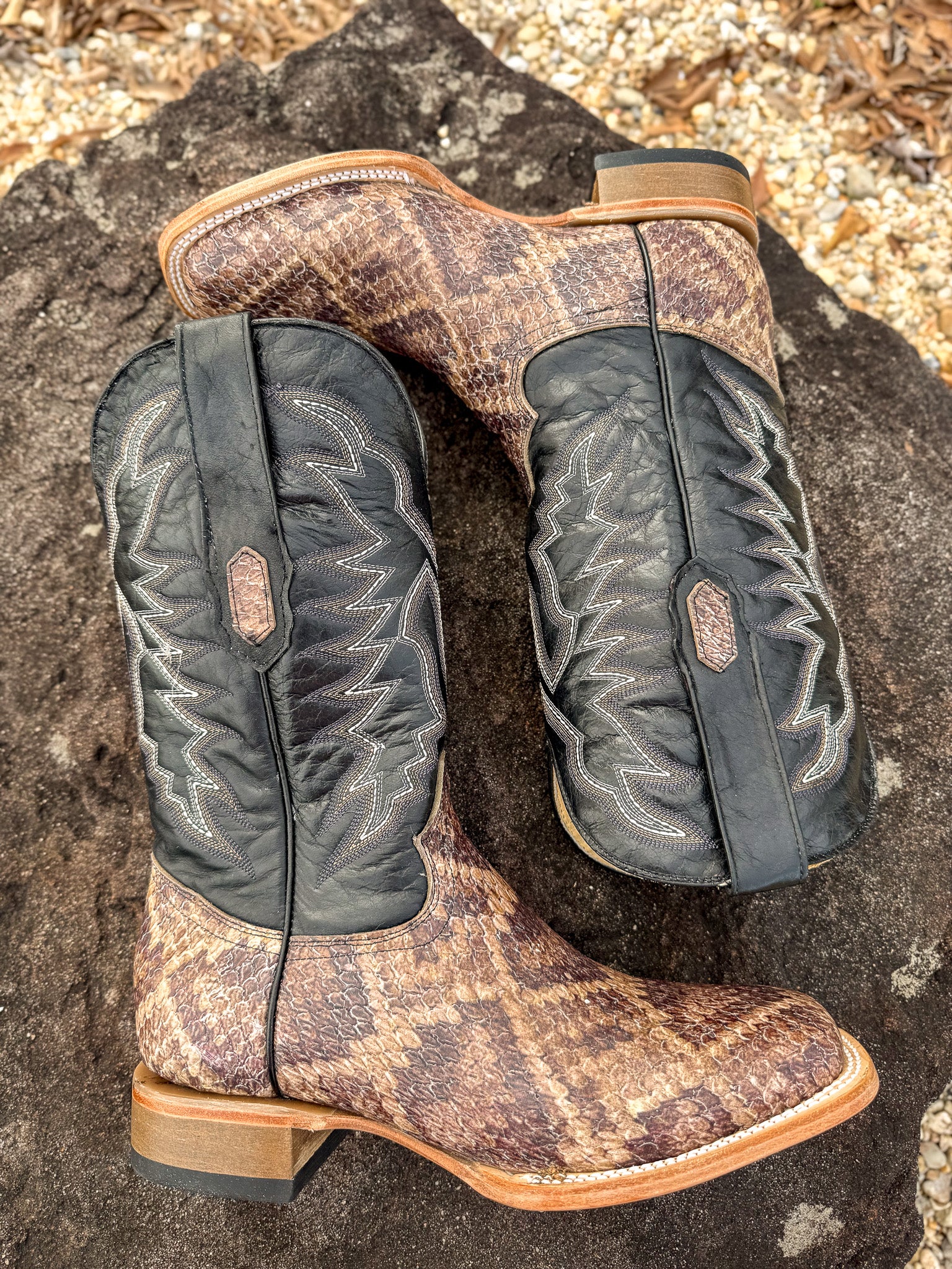 Cowtown Men's Wide Square Toe Rattlesnake Print Western Boots - Image 3