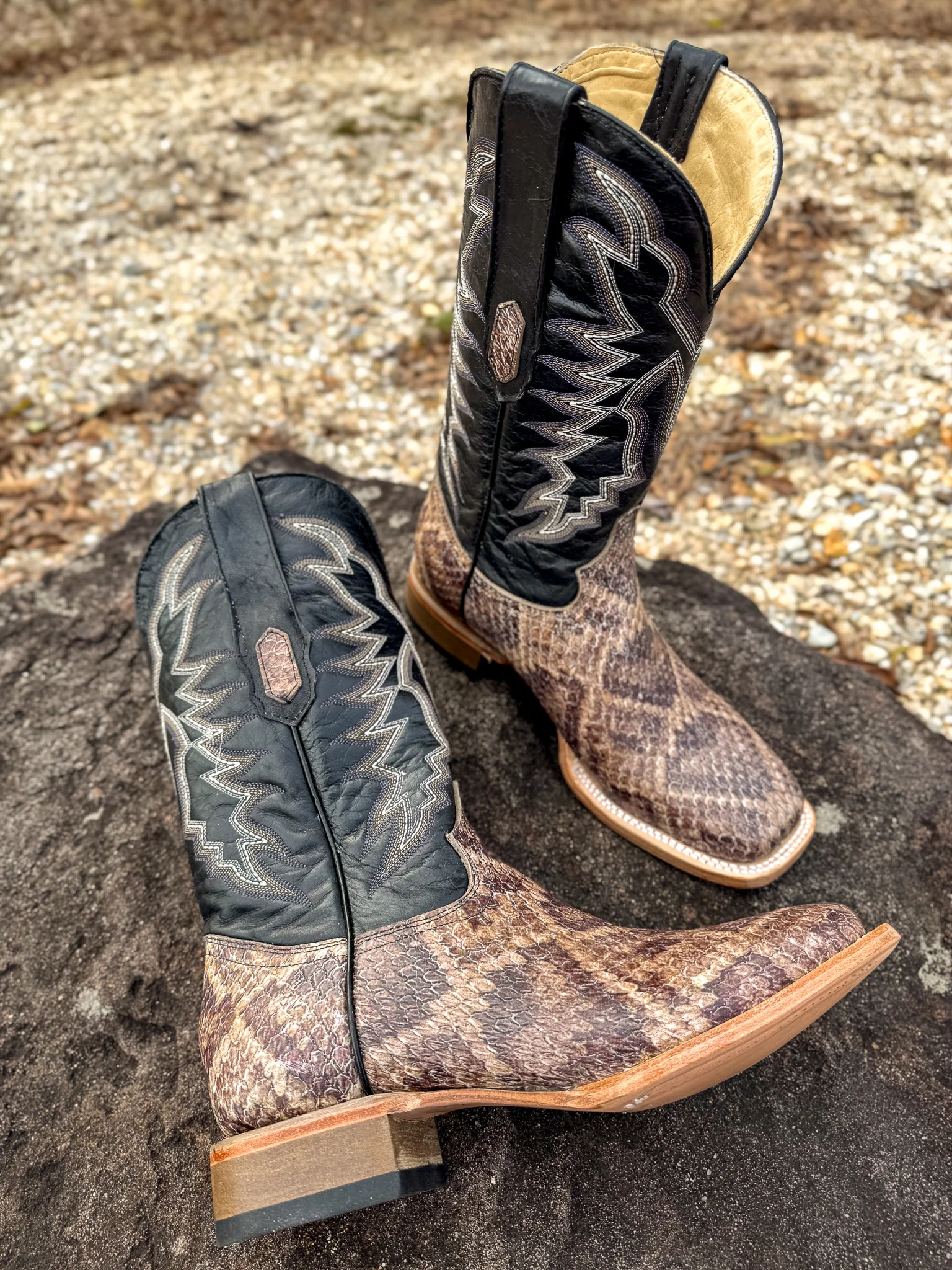 Cowtown Men's Wide Square Toe Rattlesnake Print Western Boots - Image 7