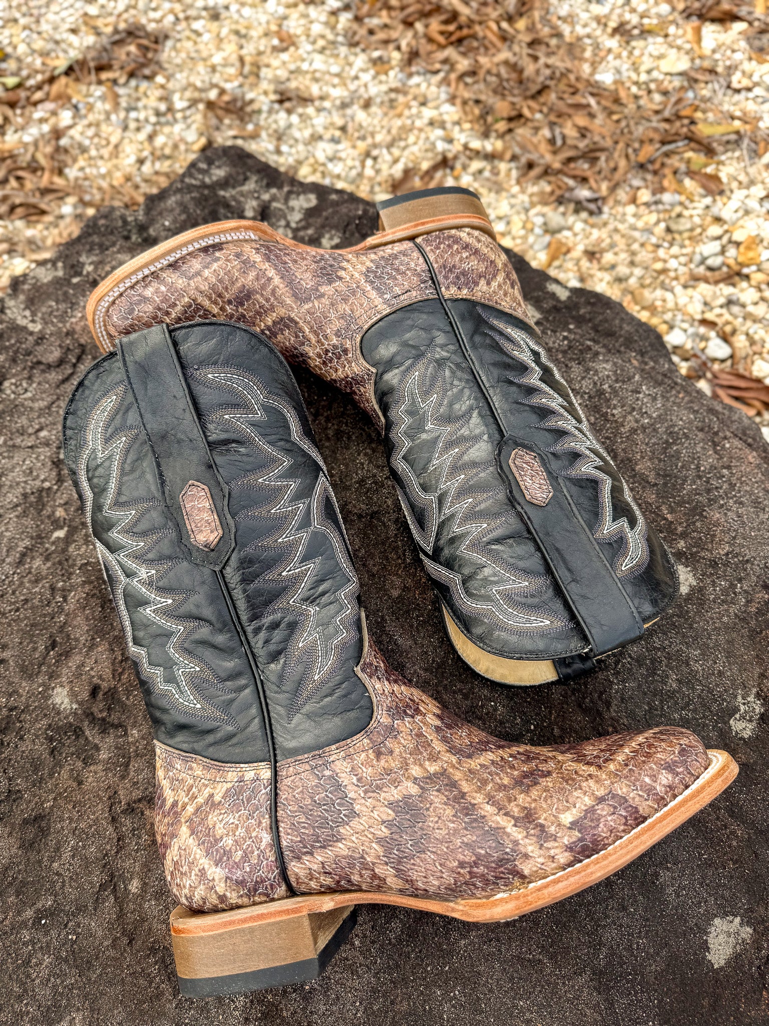 Cowtown Men's Wide Square Toe Rattlesnake Print Western Boots - Image 9