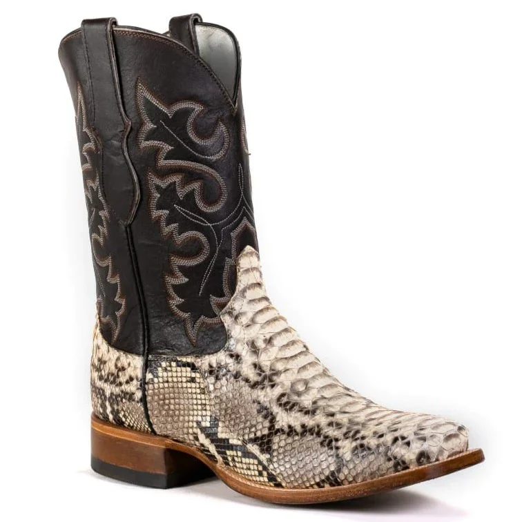 Men's Cowtown Natural Python Back Cut Square Toe Boots - Image 2