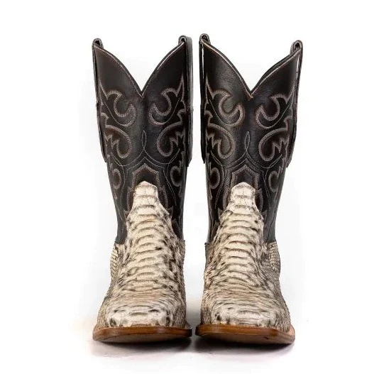 Men's Cowtown Natural Python Back Cut Square Toe Boots - Image 3
