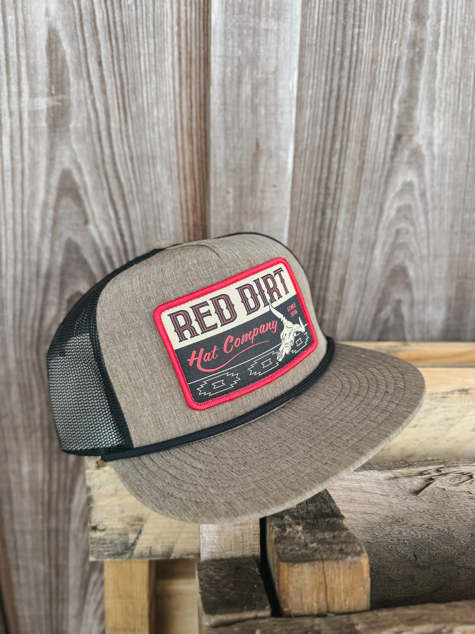 Red Dirt Hat Co. Bones Heather Tan/Black Cap - Image 3