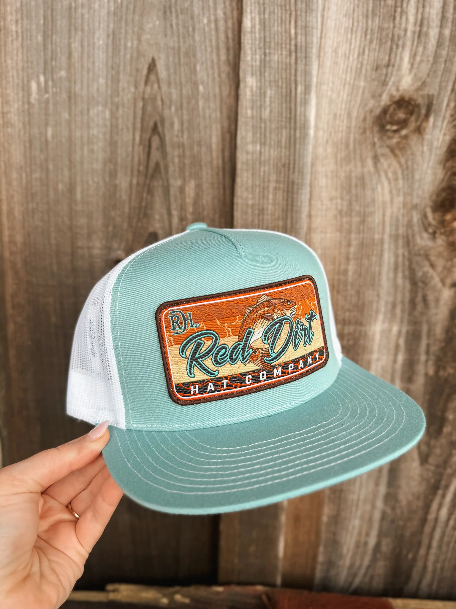 Men's Red Dirt Hat Co. Turquoise/White Cap - Image 3