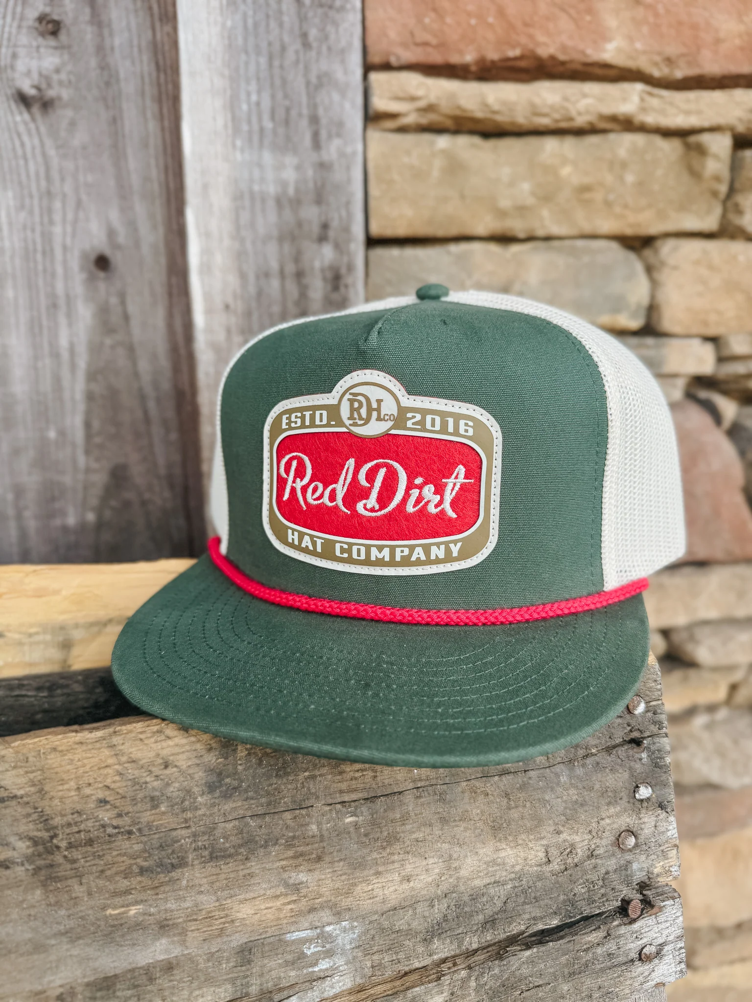 Red Dirt Hat Co. Gitty Up Dark Green/Khaki Cap - Image 2