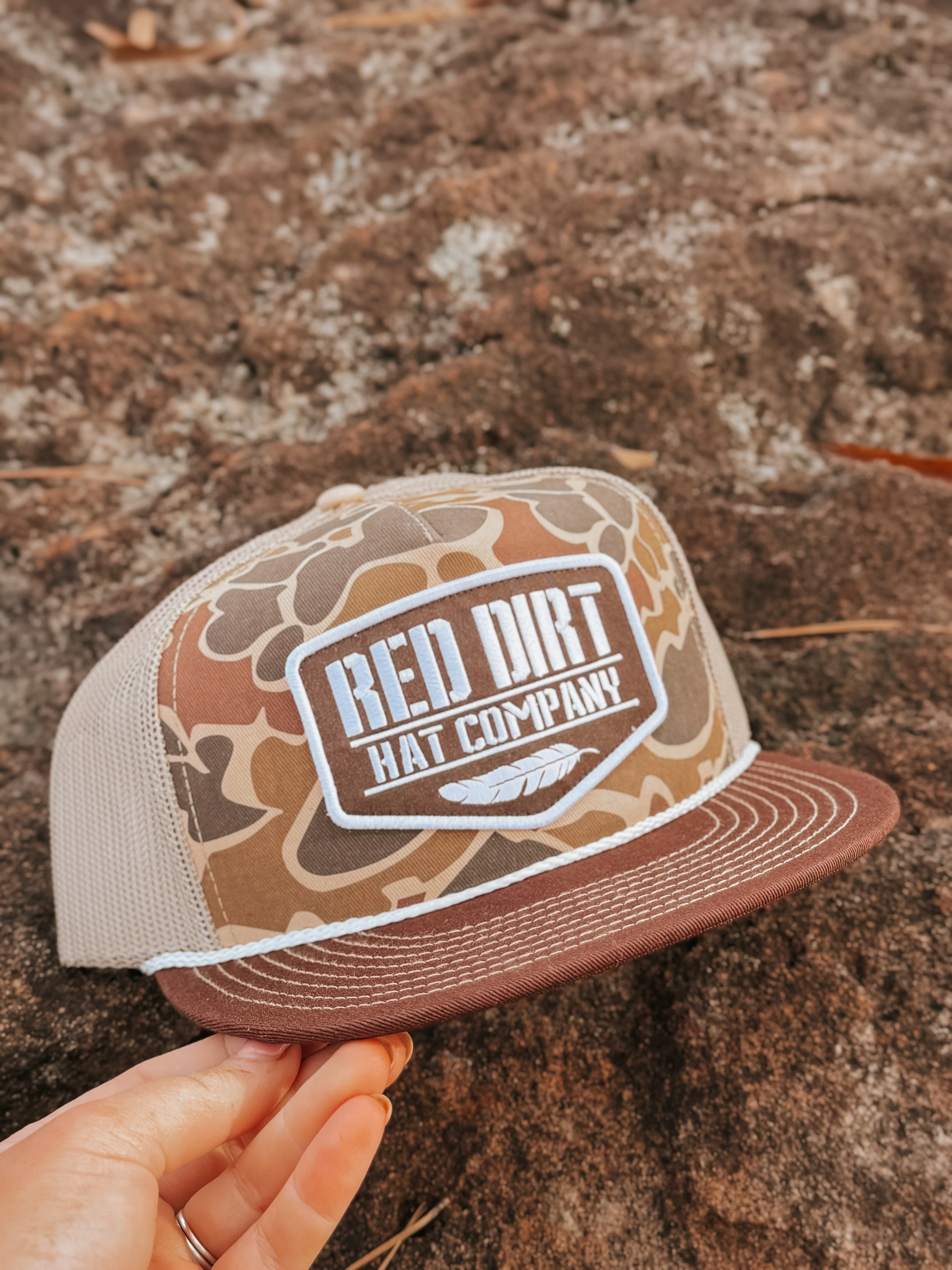 Red Dirt Hat Co. Old Skool Duck Camo/Tan Cap - Image 4