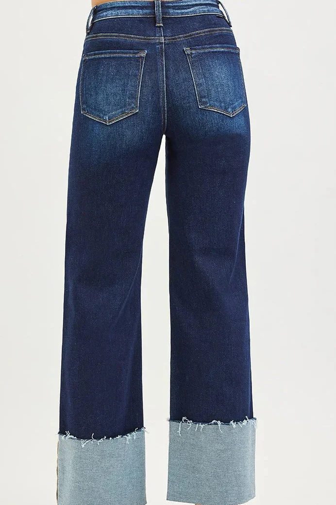 The Makenna High Rise Wide Cuffed Jeans - Image 3