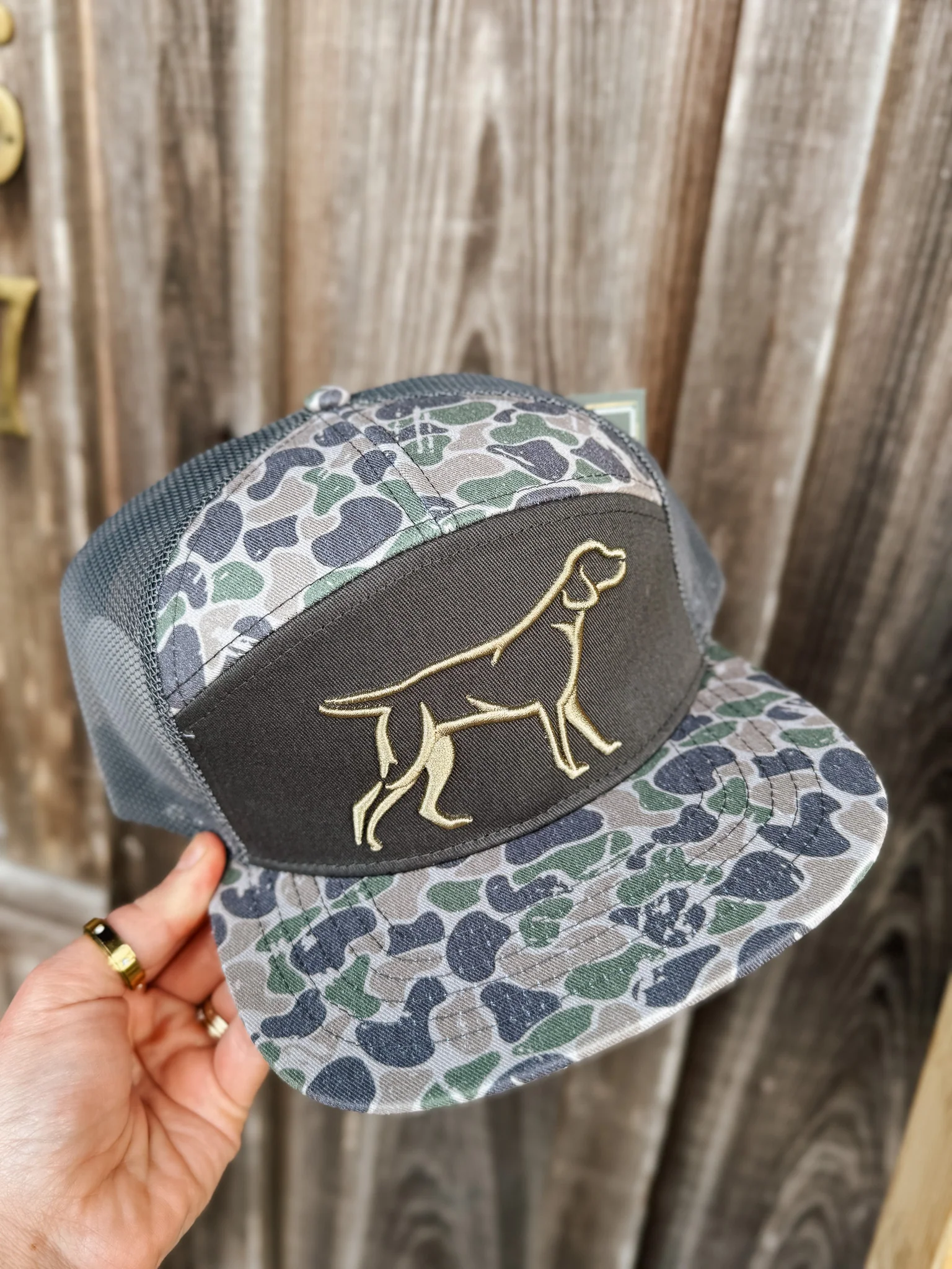 Fieldstone Grey Backwoods Camo 7 Panel 3D Puff Cap - Image 4