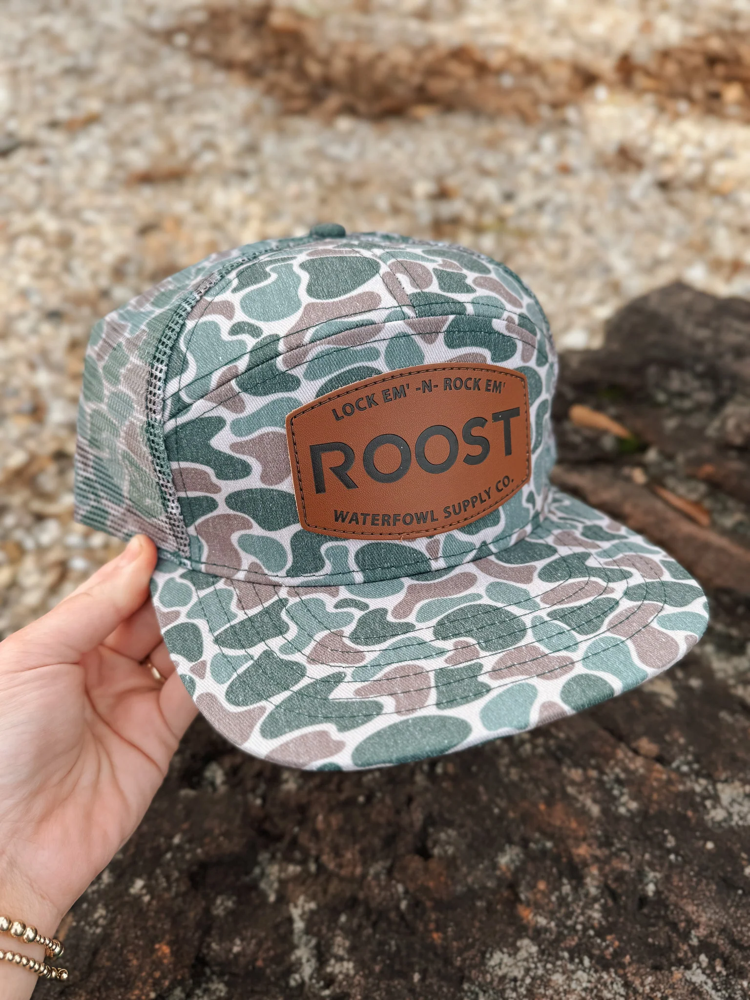 Roost 7 Panel Leather Camo Mesh Cap - Image 4