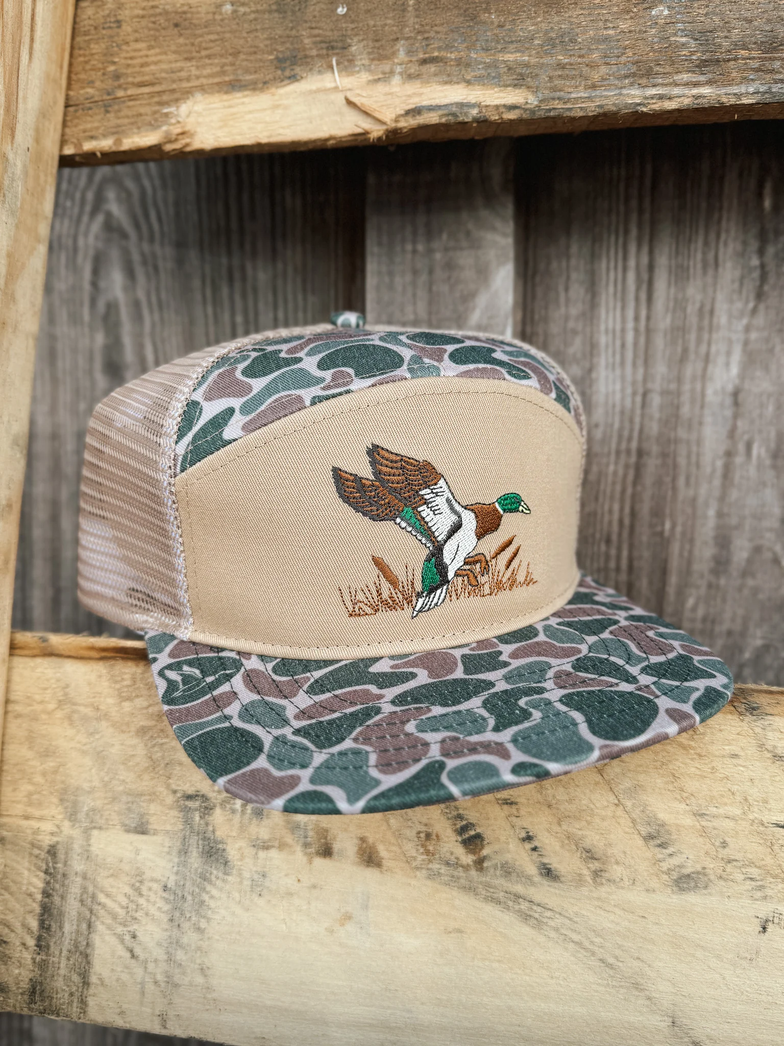 Roost 7 Panel 3D Puff Full Color Duck Logo Cap - Image 2