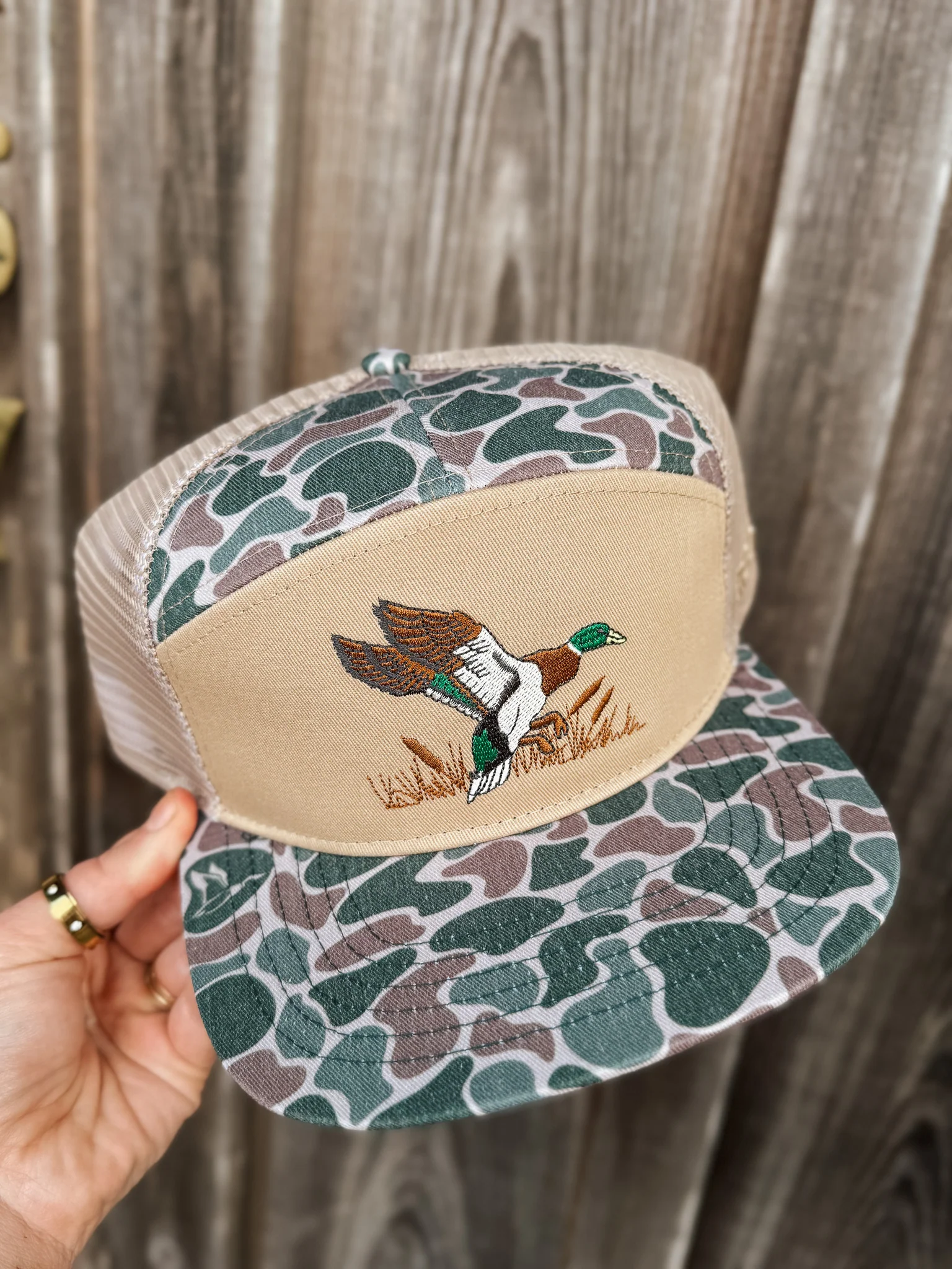 Roost 7 Panel 3D Puff Full Color Duck Logo Cap - Image 3
