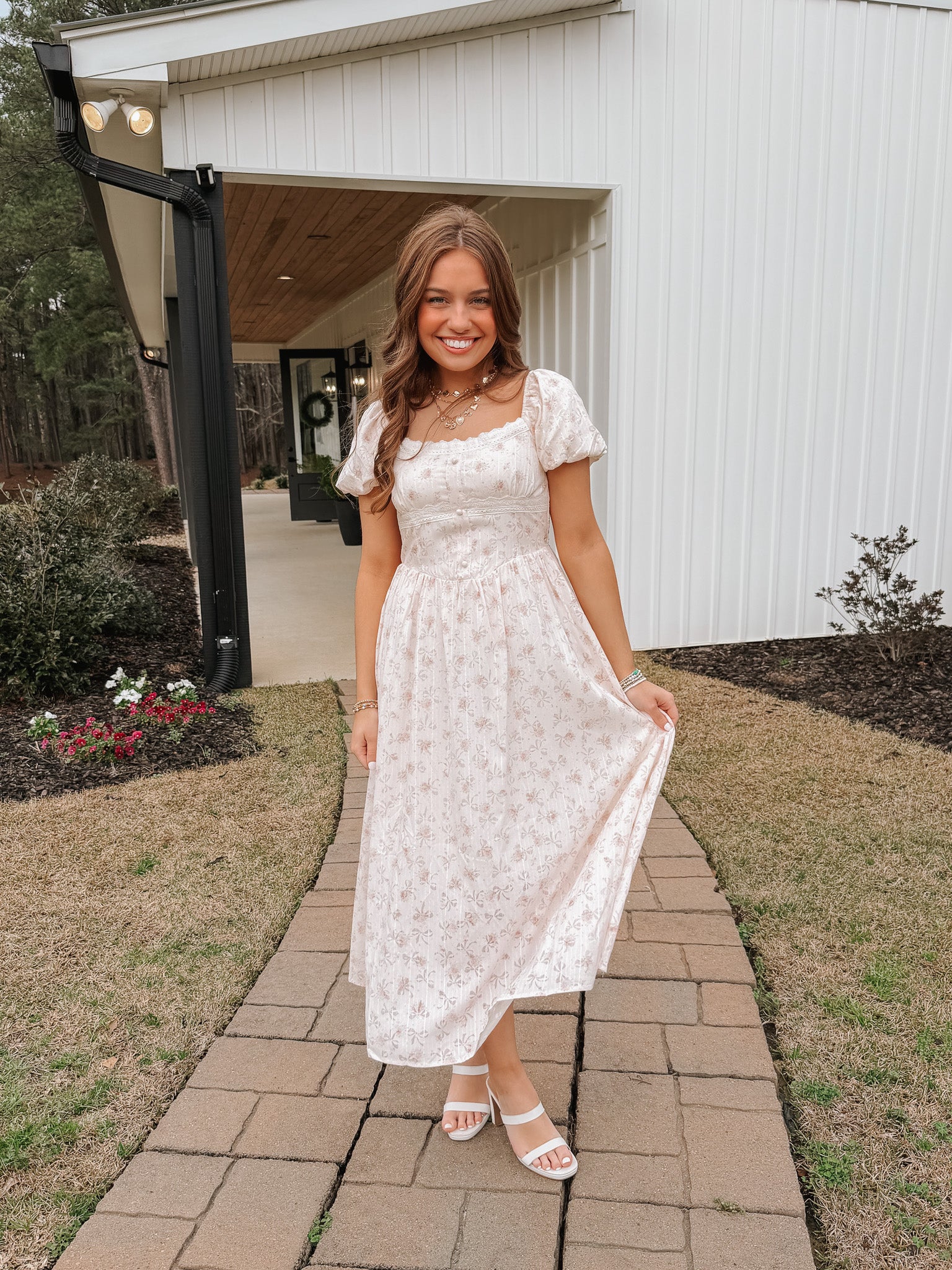 Vintage Charm Midi Dress in Blush - Image 4