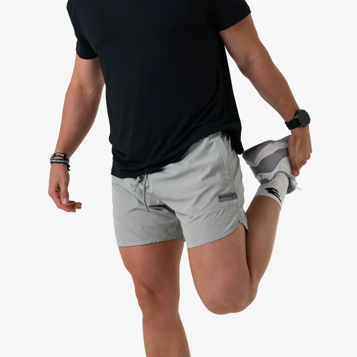 Burlebo Men's Training Short - Heather Light Grey - Image 4