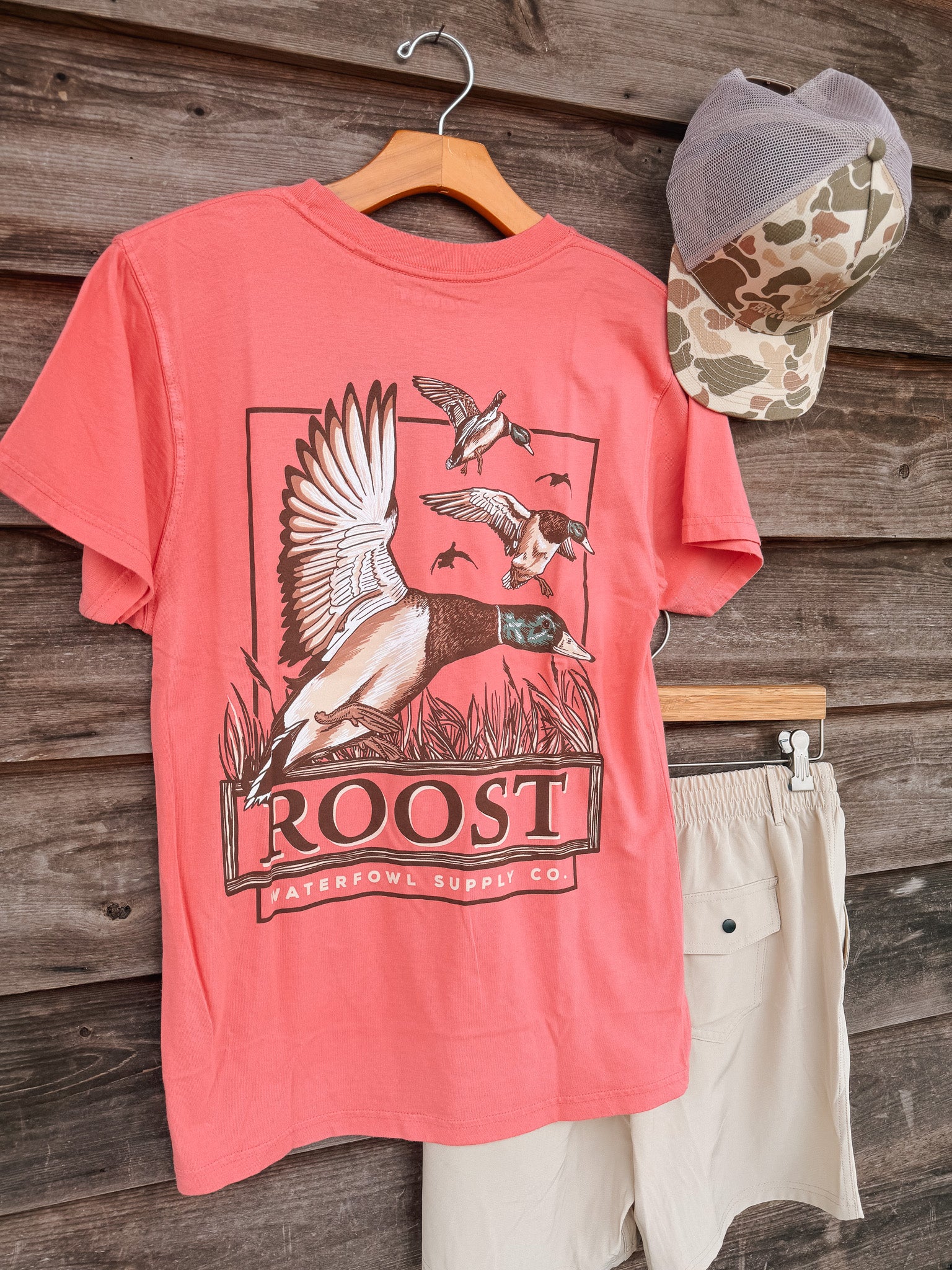 Roost Mallard Pitching T-Shirt in Watermelon - Image 2