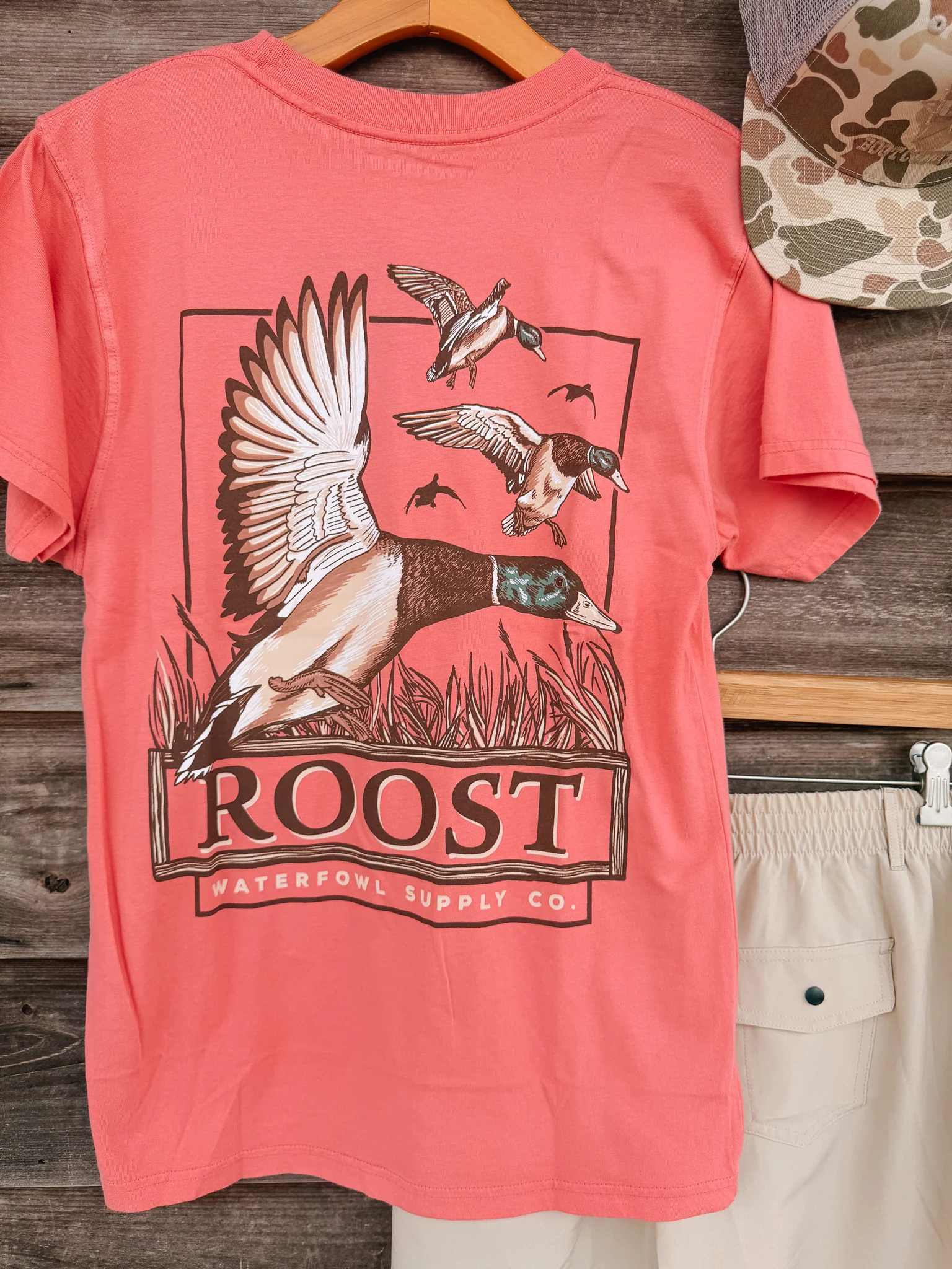 Roost Mallard Pitching T-Shirt in Watermelon - Image 3