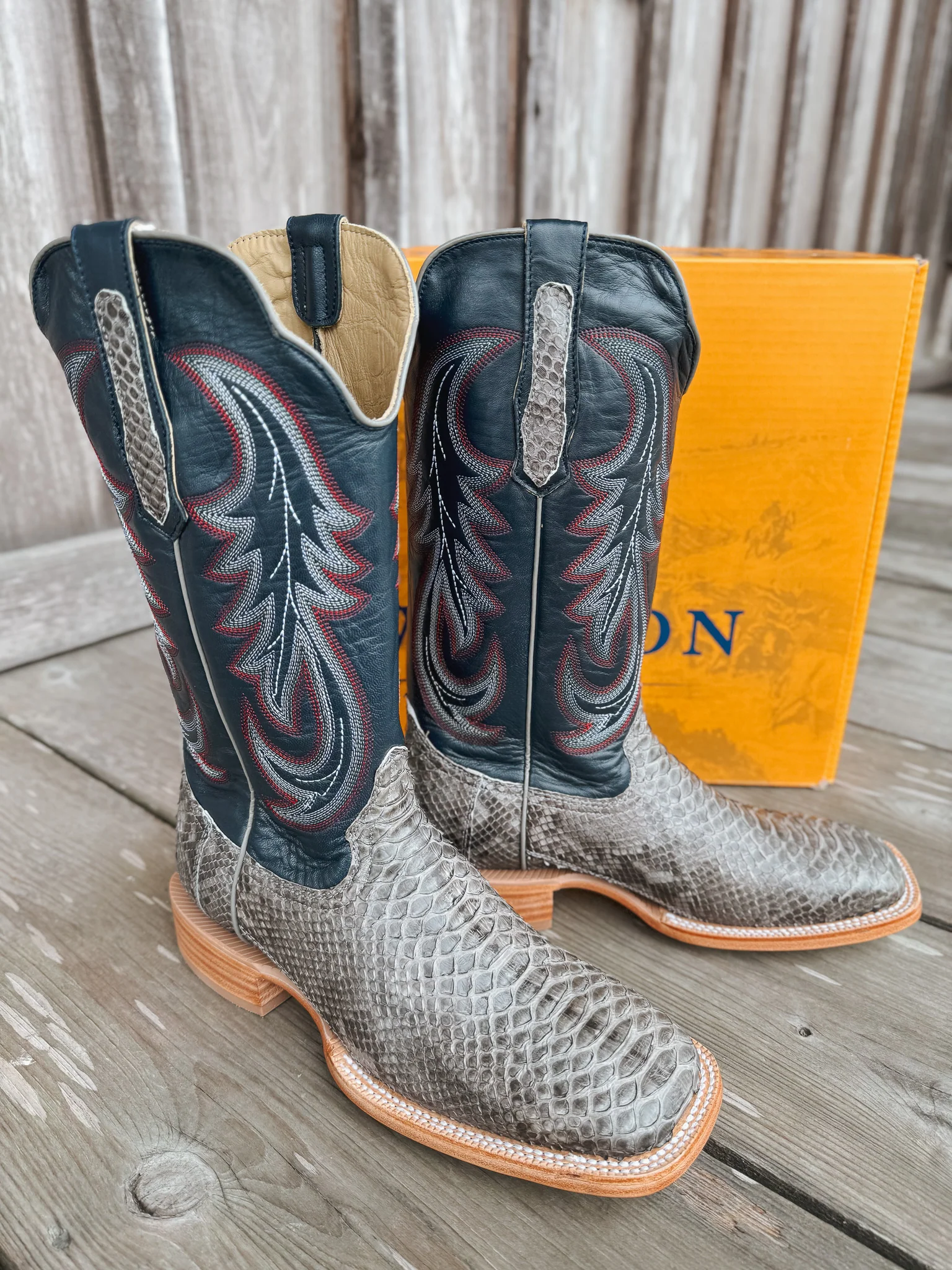 Men's Randy Watson Grey Sueded Back Cut Python Boots - Image 10