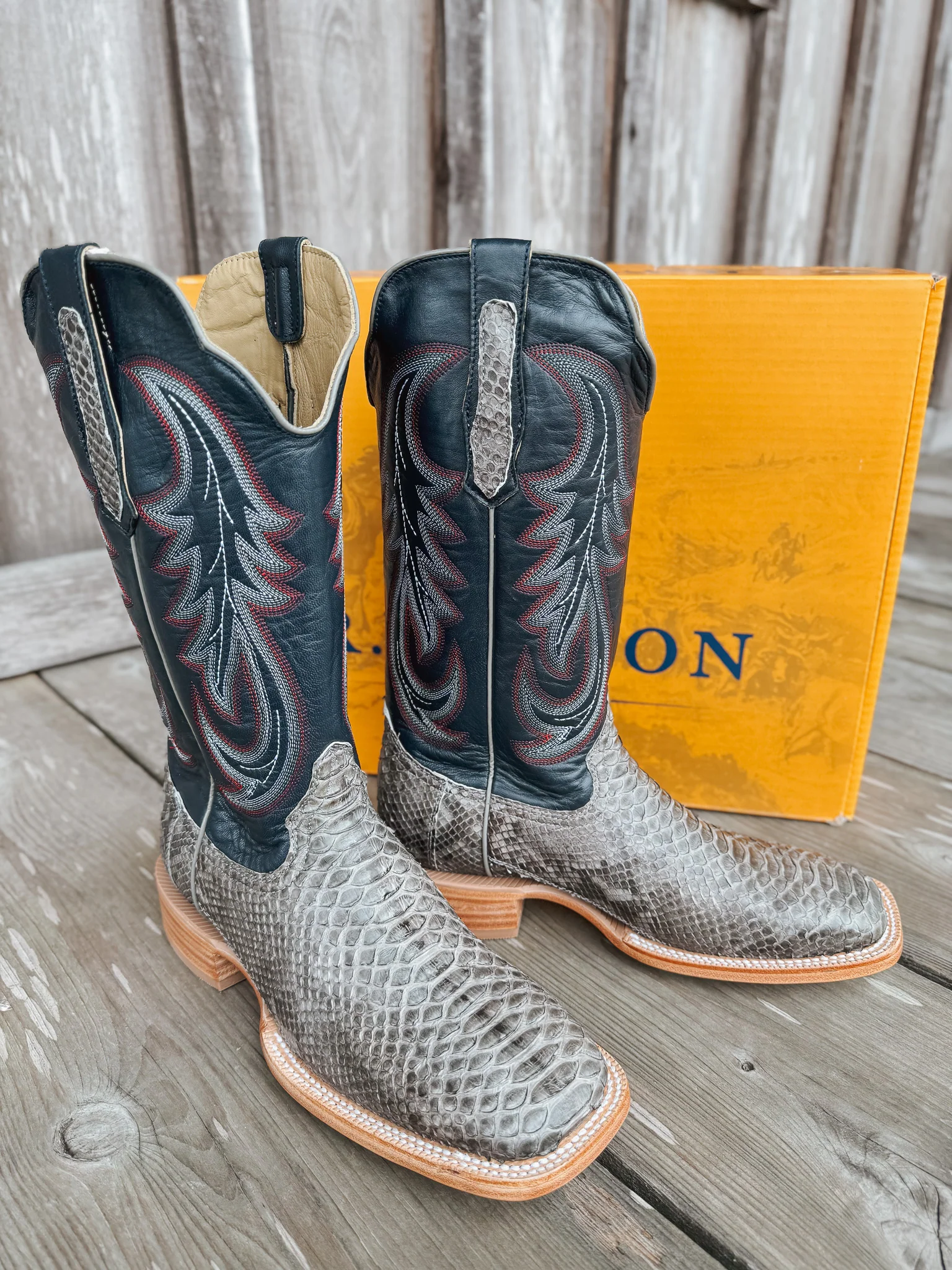 Men's Randy Watson Grey Sueded Back Cut Python Boots - Image 11