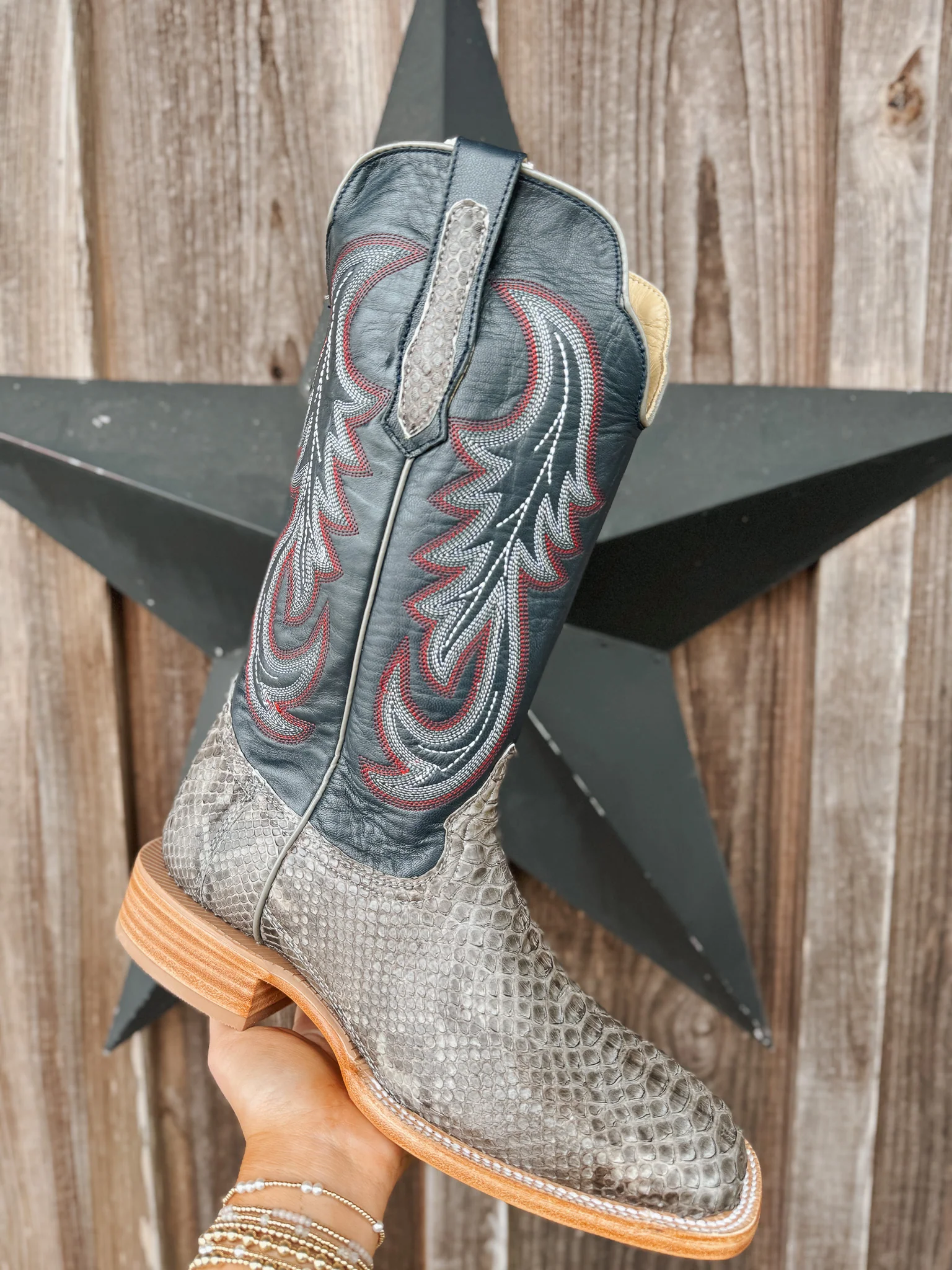 Men's Randy Watson Grey Sueded Back Cut Python Boots - Image 12